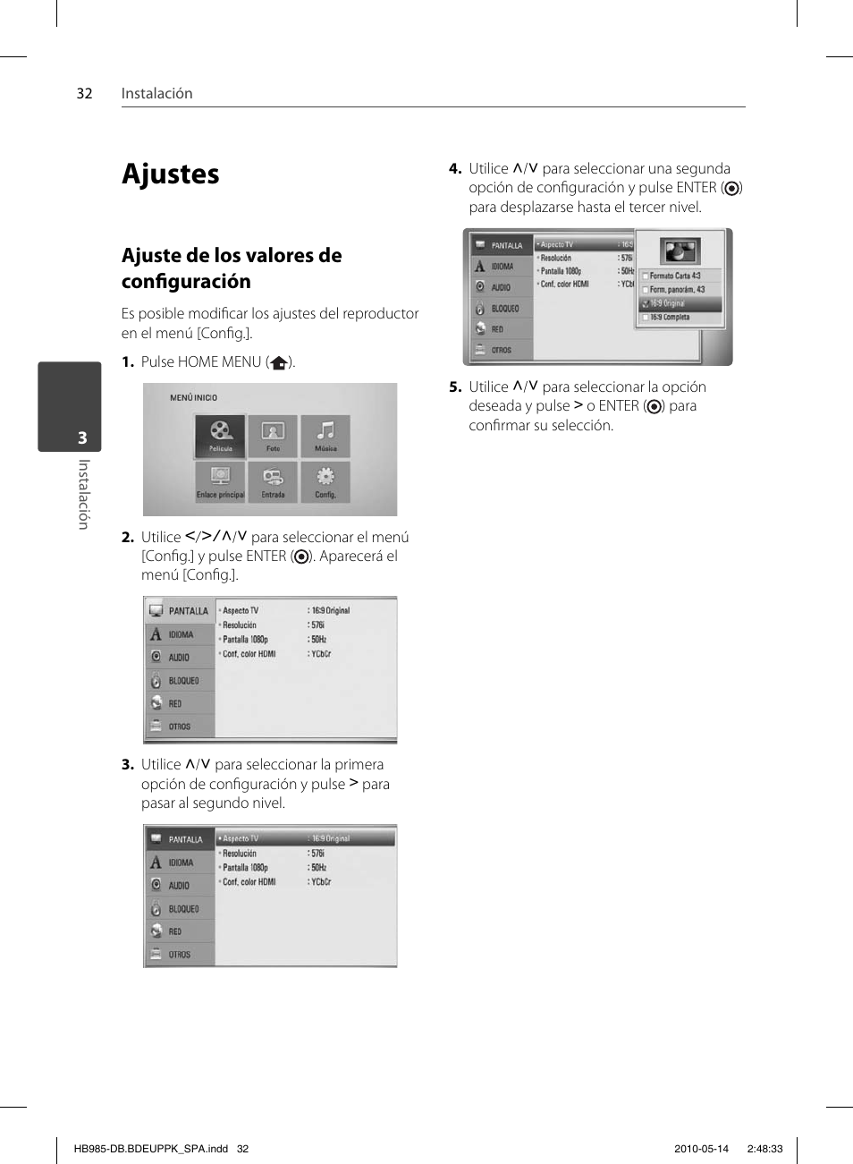 Ajustes, Ajuste de los valores de confi guración | Pioneer BCS-303 User Manual | Page 328 / 448