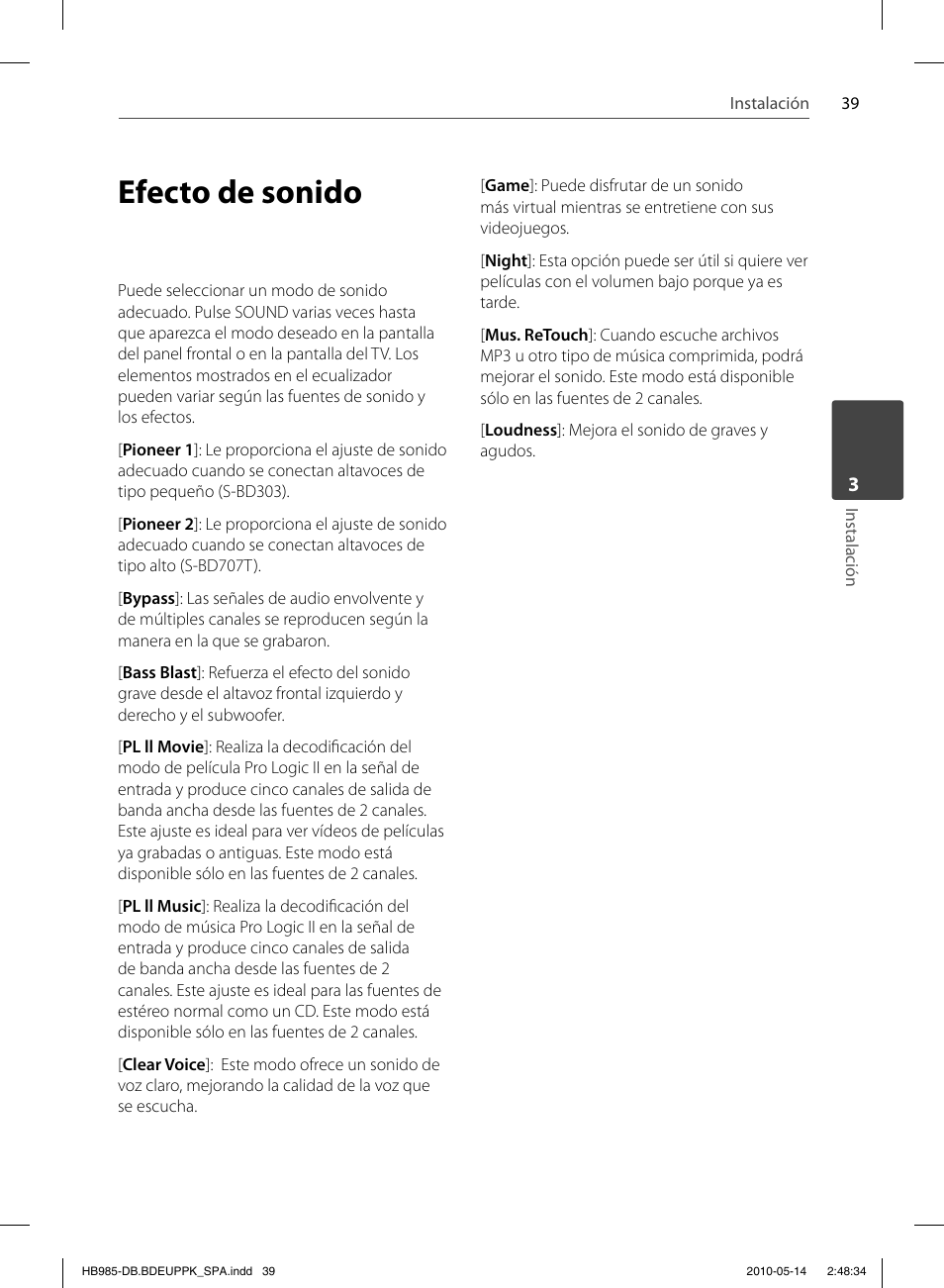 Efecto de sonido | Pioneer BCS-303 User Manual | Page 335 / 448