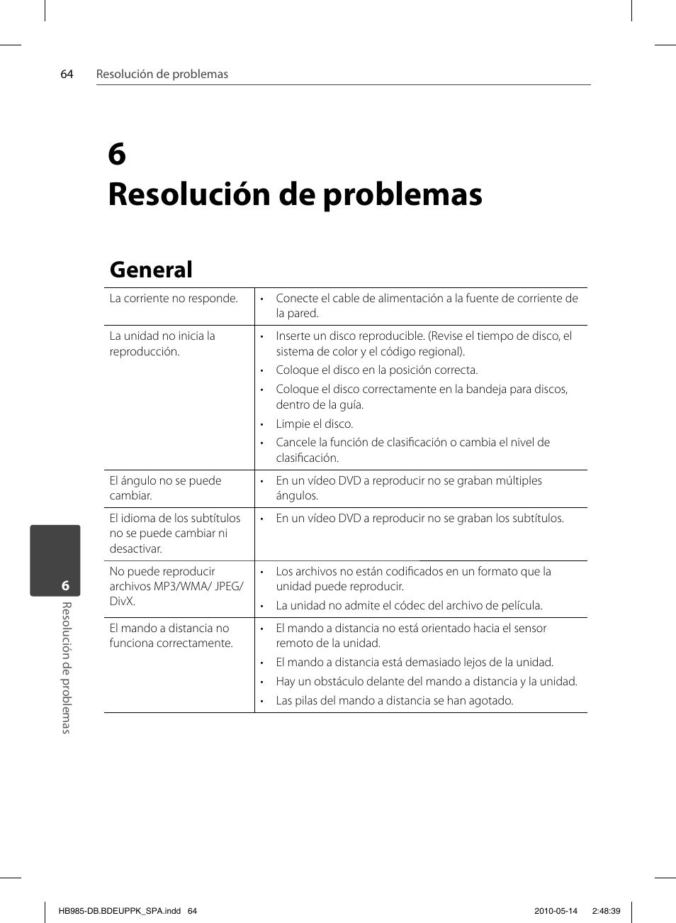 6 resolución de problemas, General | Pioneer BCS-303 User Manual | Page 360 / 448