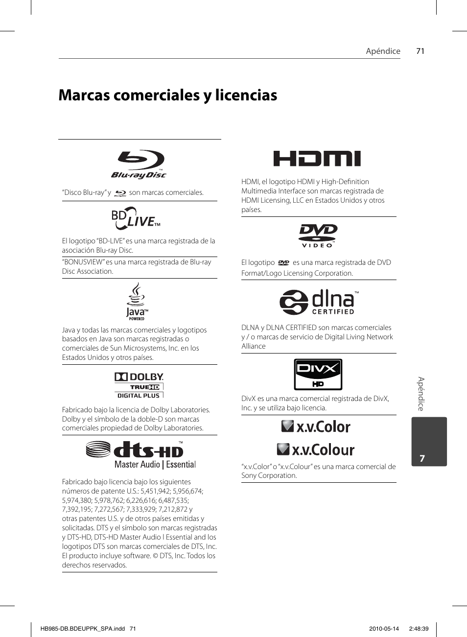 Marcas comerciales y licencias | Pioneer BCS-303 User Manual | Page 367 / 448