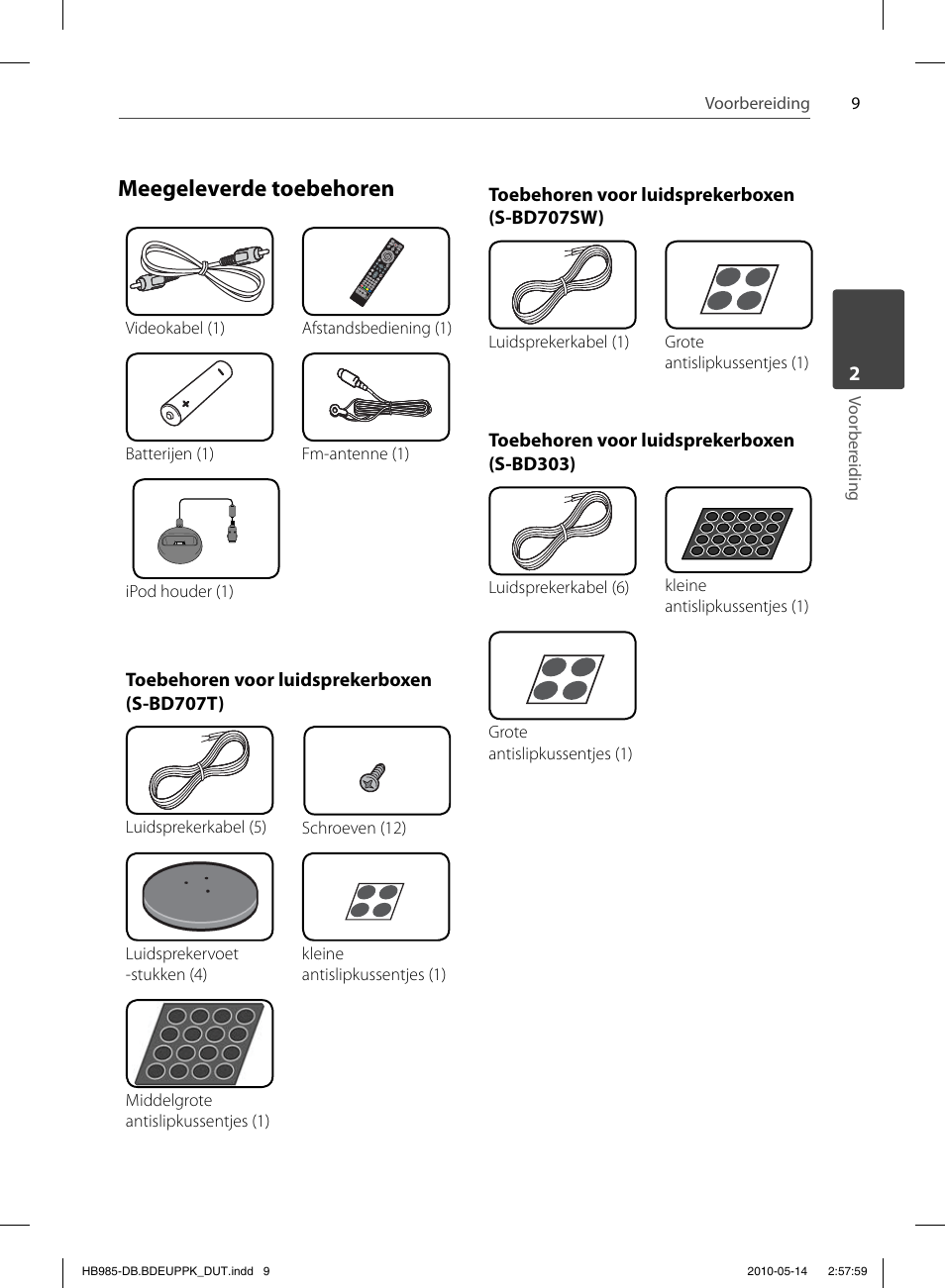 Meegeleverde toebehoren | Pioneer BCS-303 User Manual | Page 379 / 448