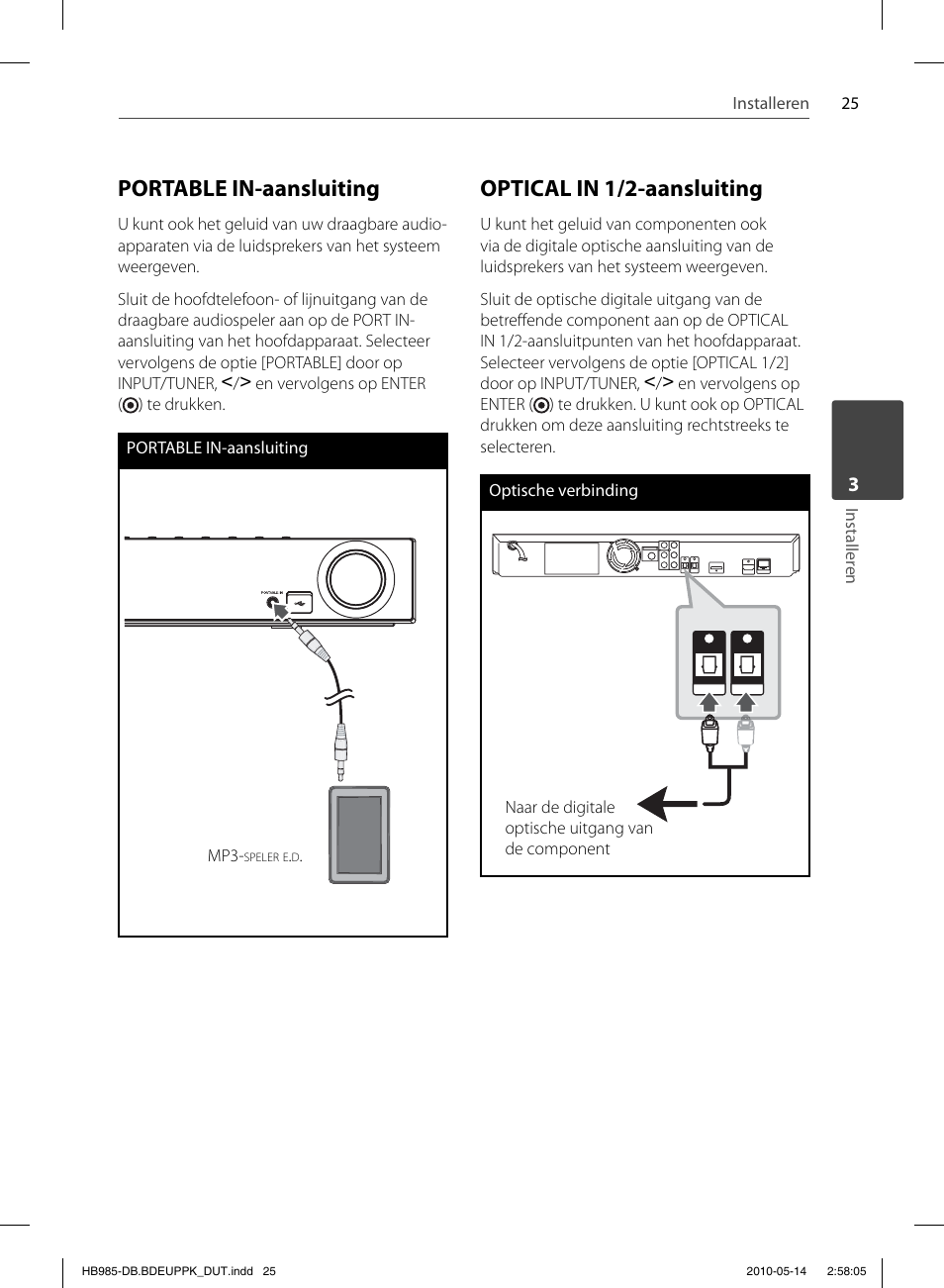 Portable in-aansluiting, Optical in 1/2-aansluiting | Pioneer BCS-303 User Manual | Page 395 / 448