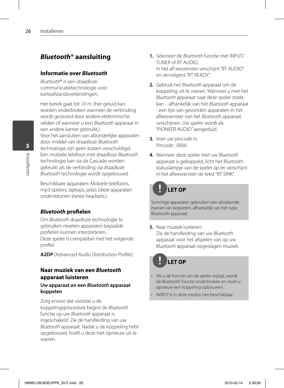 Bluetooth ® aansluiting | Pioneer BCS-303 User Manual | Page 396 / 448
