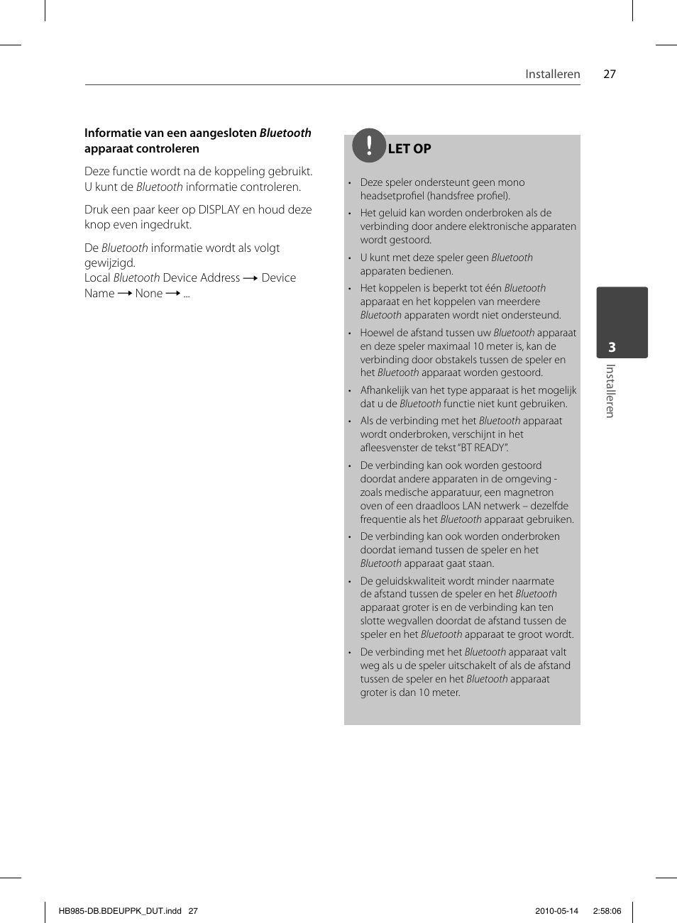 Let op | Pioneer BCS-303 User Manual | Page 397 / 448