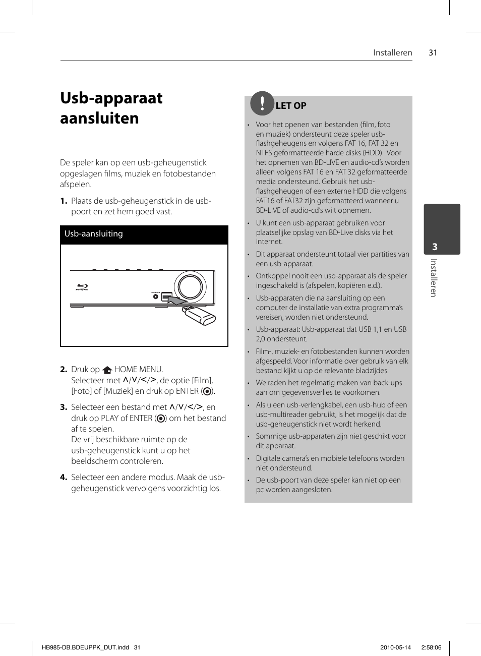 Usb-apparaat aansluiten | Pioneer BCS-303 User Manual | Page 401 / 448
