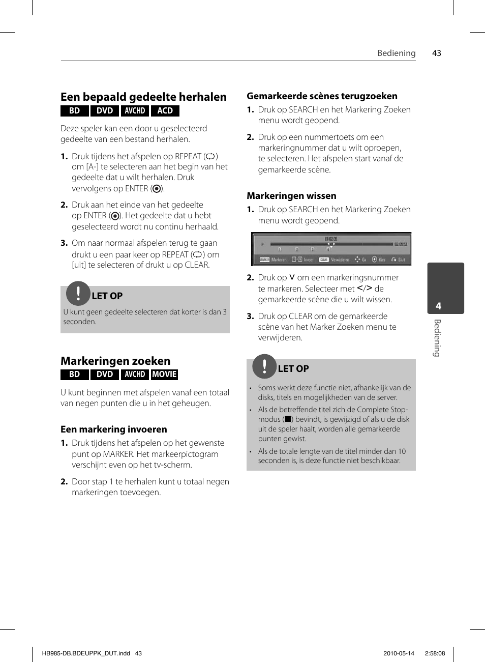 Een bepaald gedeelte herhalen, Markeringen zoeken | Pioneer BCS-303 User Manual | Page 413 / 448