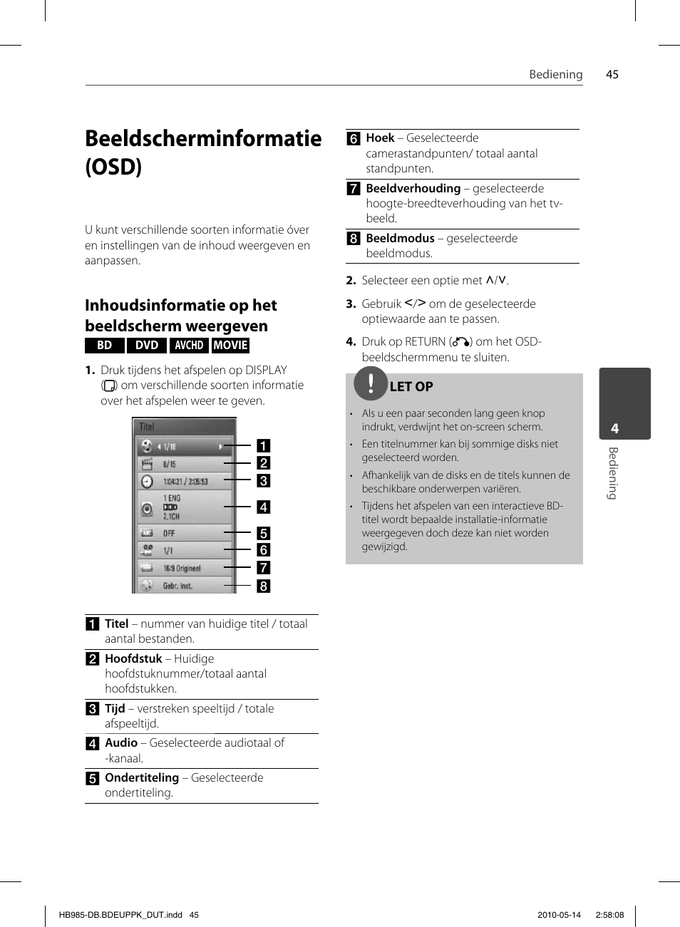 Beeldscherminformatie (osd), Inhoudsinformatie op het beeldscherm weergeven | Pioneer BCS-303 User Manual | Page 415 / 448