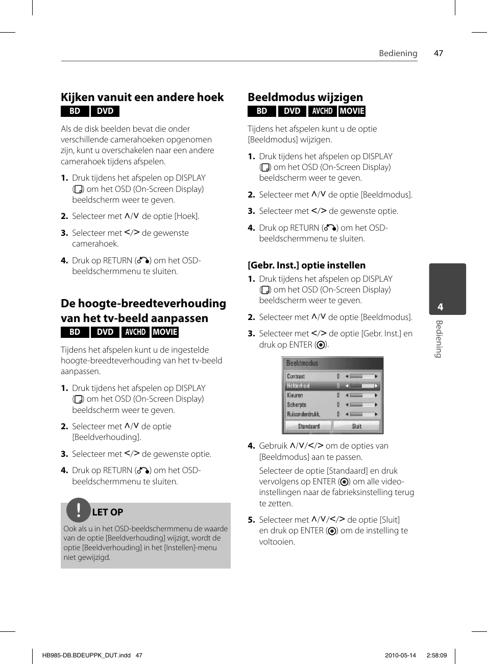 Kijken vanuit een andere hoek, Beeldmodus wijzigen | Pioneer BCS-303 User Manual | Page 417 / 448