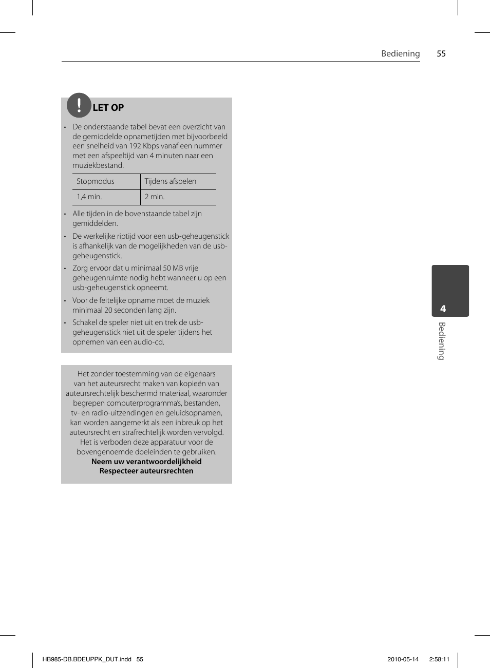 Let op | Pioneer BCS-303 User Manual | Page 425 / 448