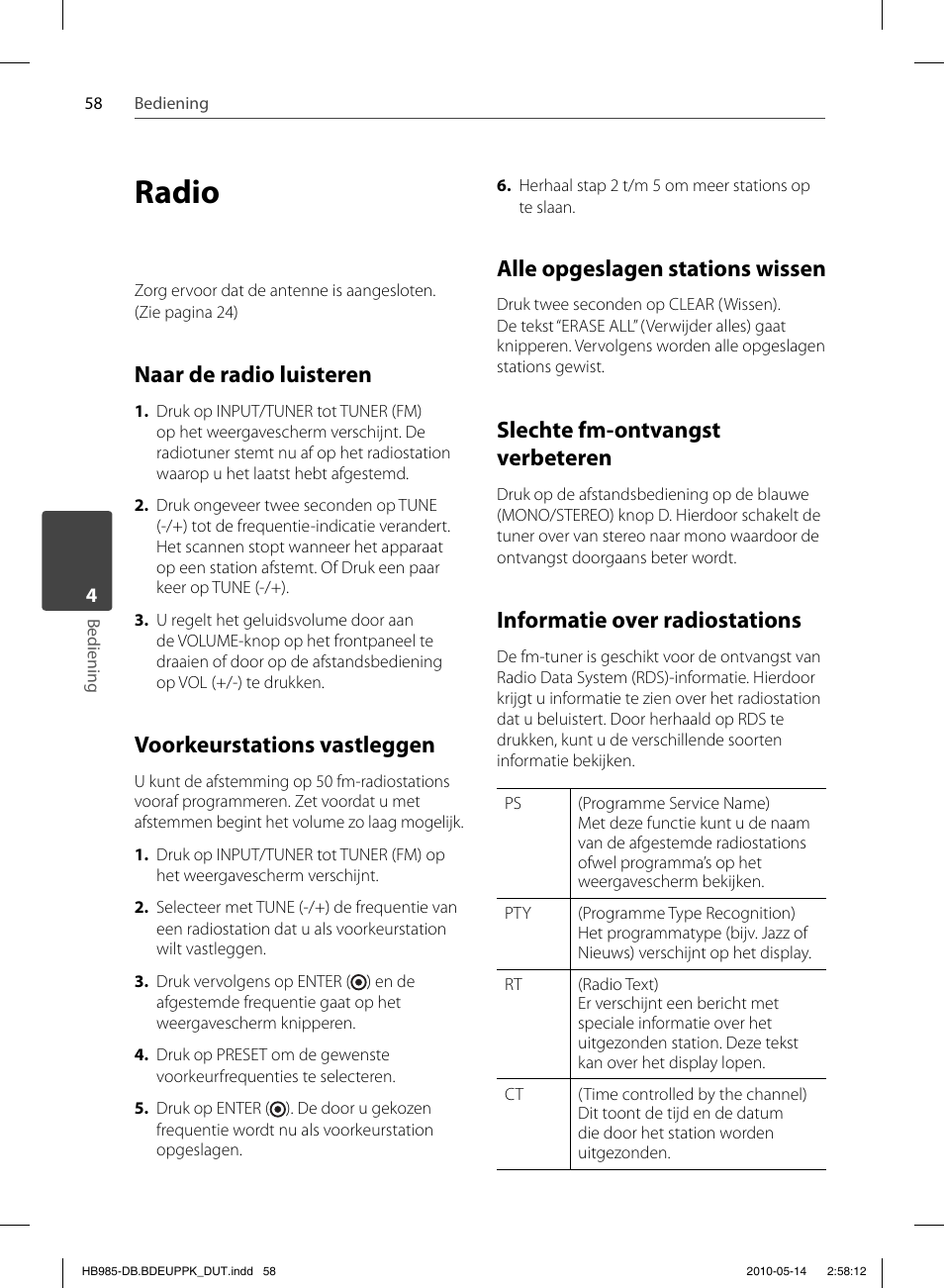Radio, Naar de radio luisteren, Voorkeurstations vastleggen | Alle opgeslagen stations wissen, Slechte fm-ontvangst verbeteren, Informatie over radiostations | Pioneer BCS-303 User Manual | Page 428 / 448