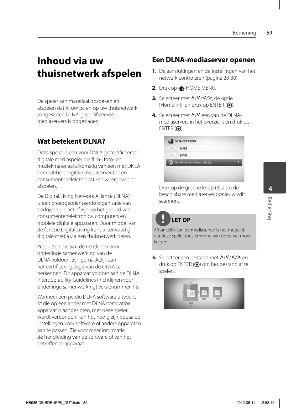 Inhoud via uw thuisnetwerk afspelen, Wat betekent dlna, Een dlna-mediaserver openen | Pioneer BCS-303 User Manual | Page 429 / 448