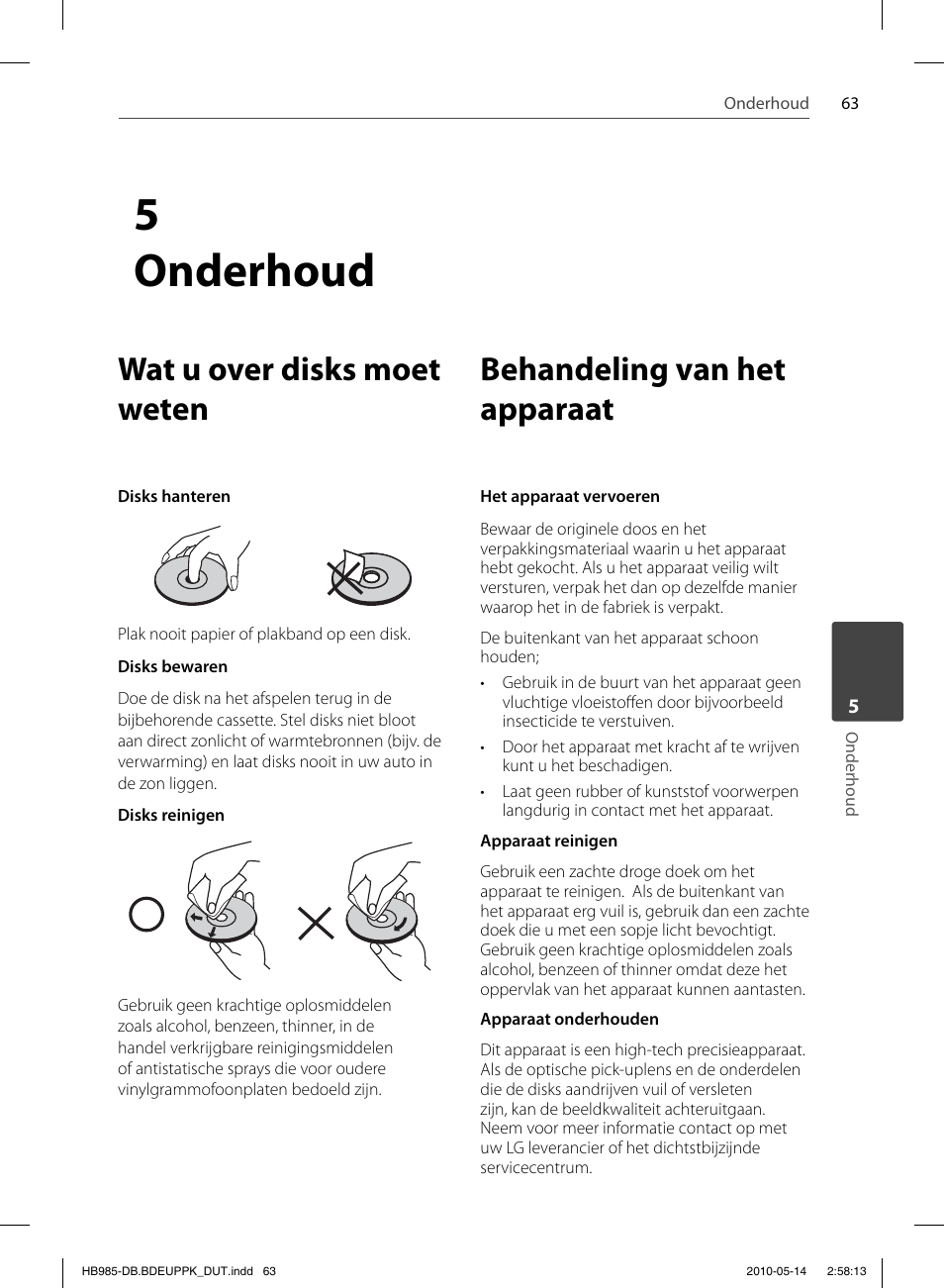 5 onderhoud, Wat u over disks moet weten, Behandeling van het apparaat | Pioneer BCS-303 User Manual | Page 433 / 448
