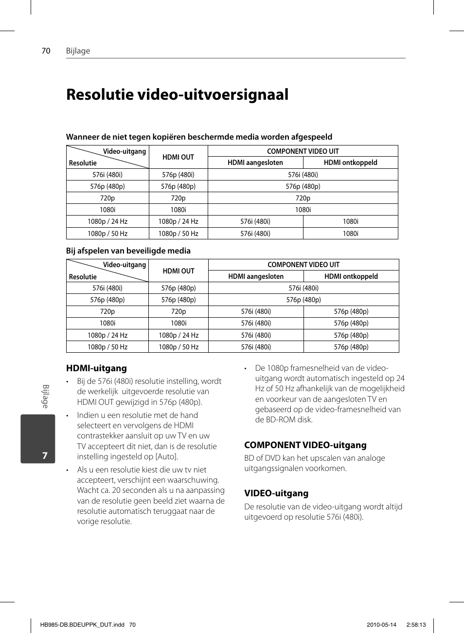 Resolutie video-uitvoersignaal | Pioneer BCS-303 User Manual | Page 440 / 448