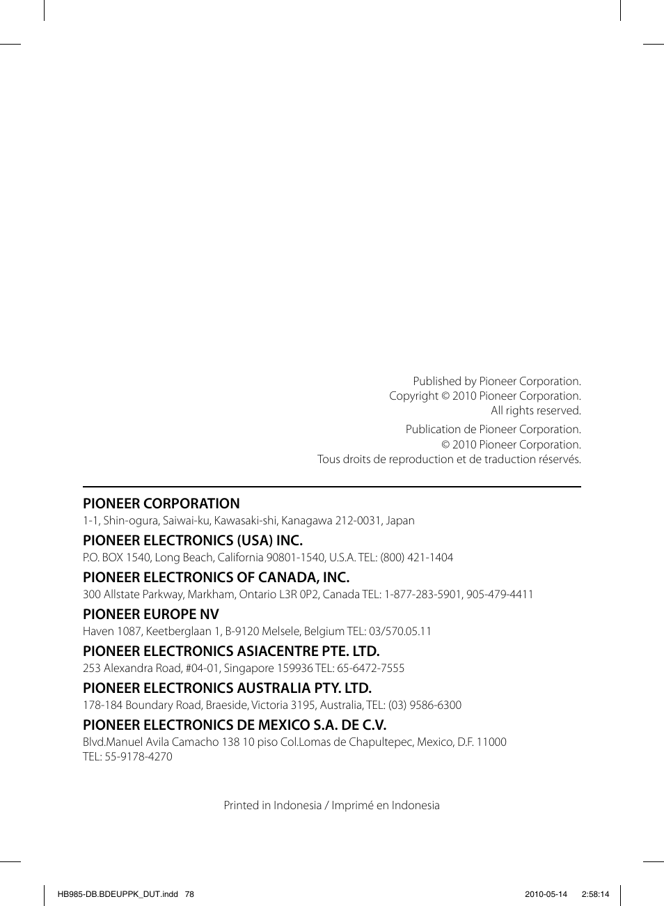 Pioneer BCS-303 User Manual | Page 448 / 448