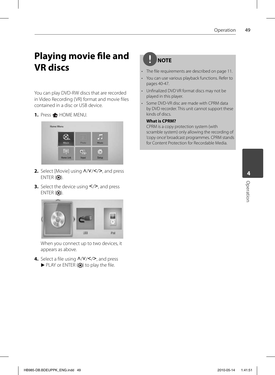 Playing movie fi le and vr discs | Pioneer BCS-303 User Manual | Page 49 / 448