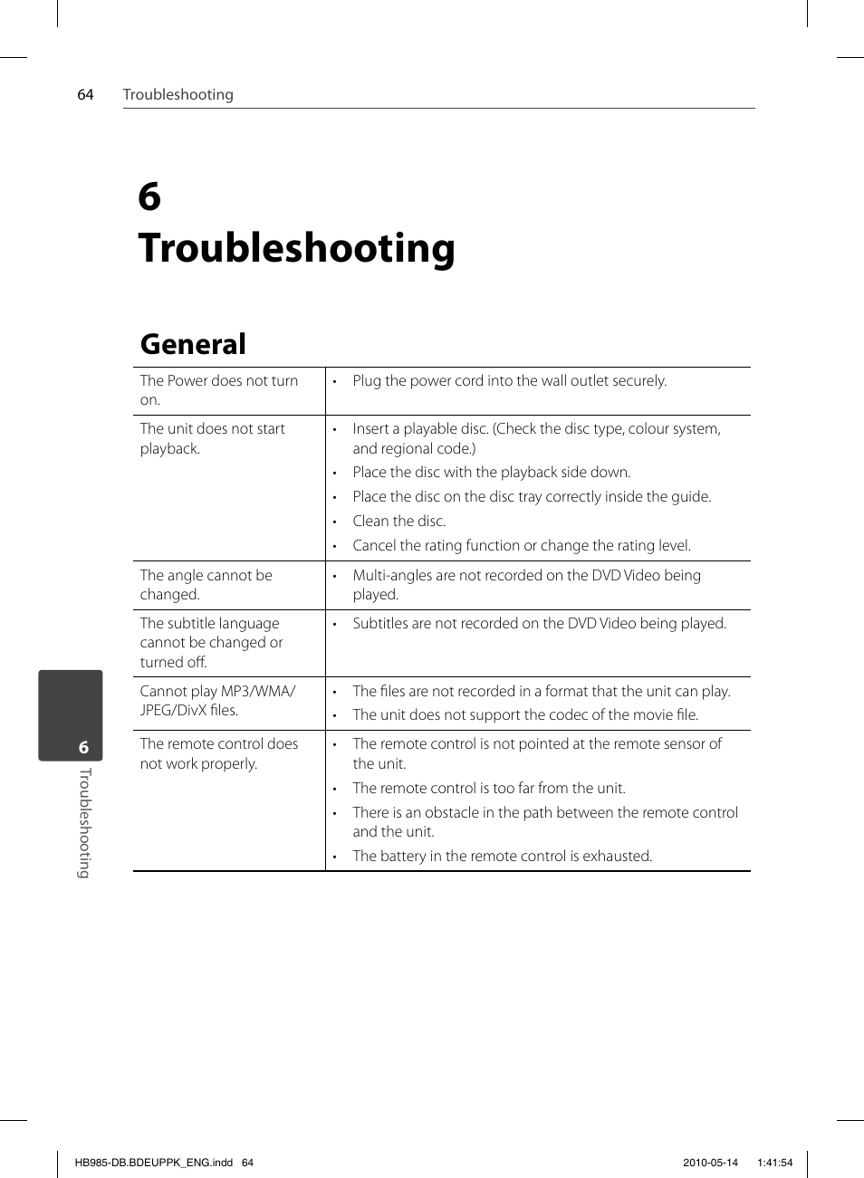 6 troubleshooting, General | Pioneer BCS-303 User Manual | Page 64 / 448