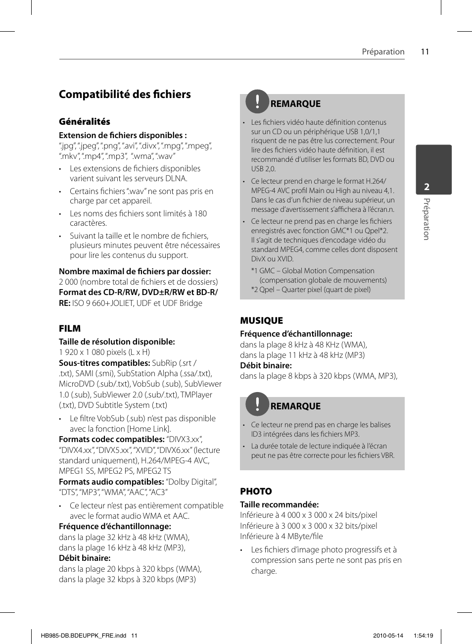 Compatibilité des fi chiers | Pioneer BCS-303 User Manual | Page 85 / 448