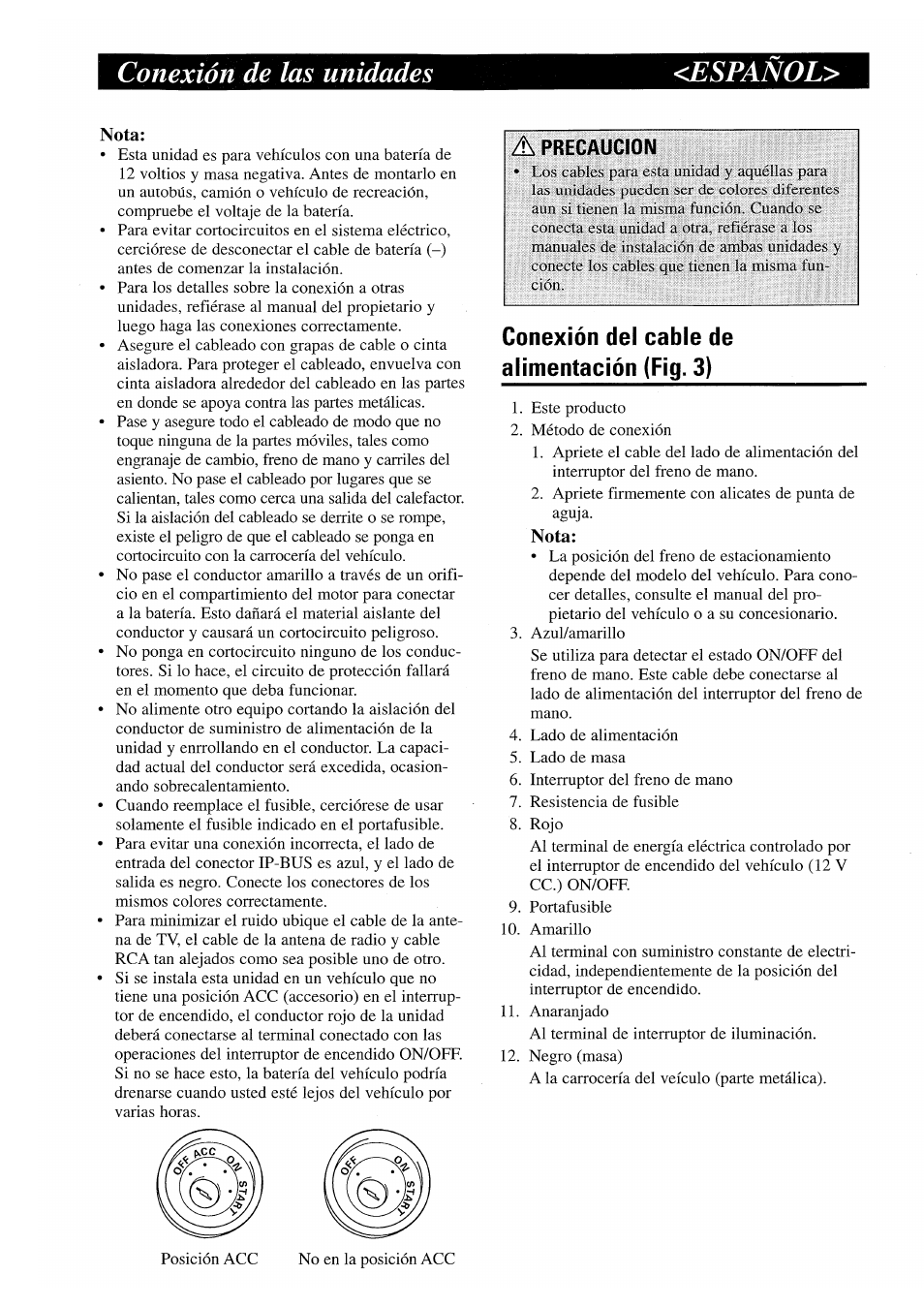 Conexión de las unidades, Conexión del cable de alimentación (fig. 3), Conexión de las unidades <espanol | Pioneer GEX-P7000TVP User Manual | Page 7 / 31