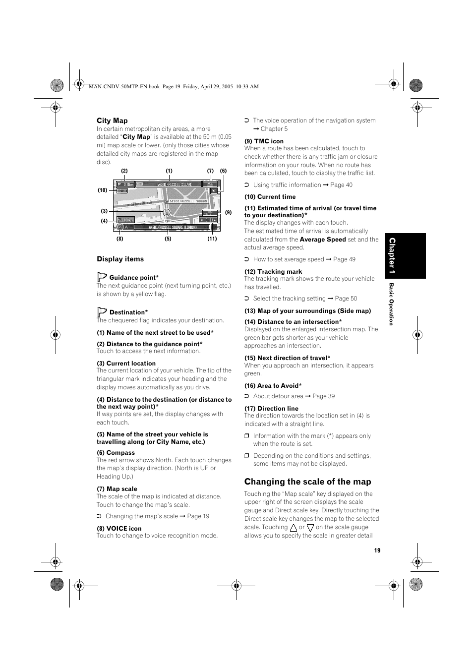 Changing the scale of the map | Pioneer CNDV-50MT User Manual | Page 21 / 84