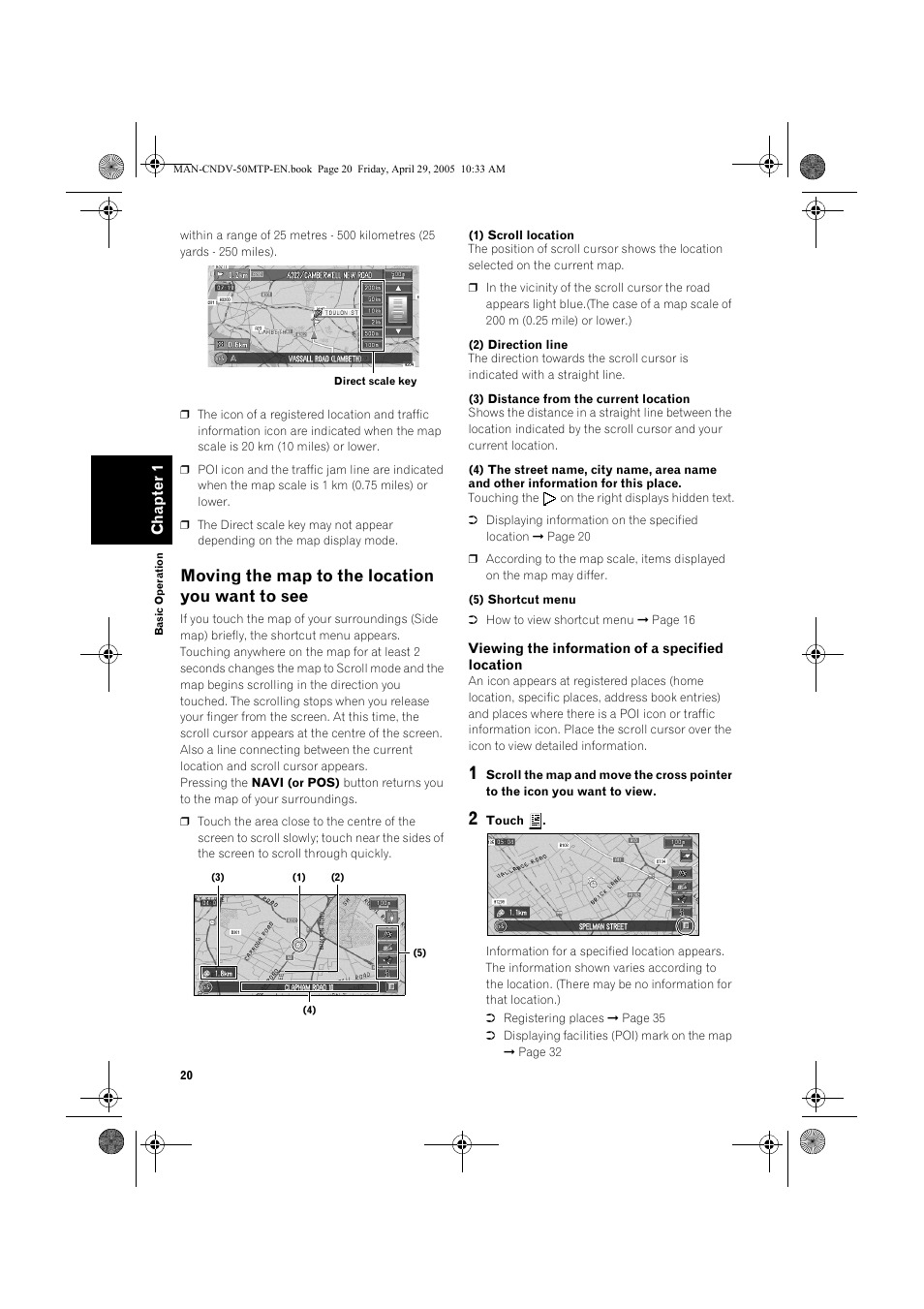 Moving the map to the location you want to see | Pioneer CNDV-50MT User Manual | Page 22 / 84