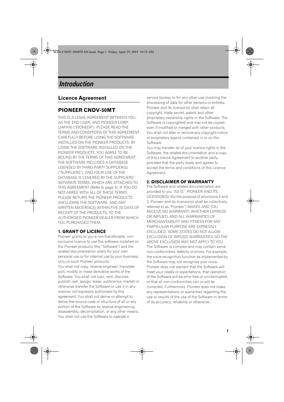 Introduction | Pioneer CNDV-50MT User Manual | Page 3 / 84