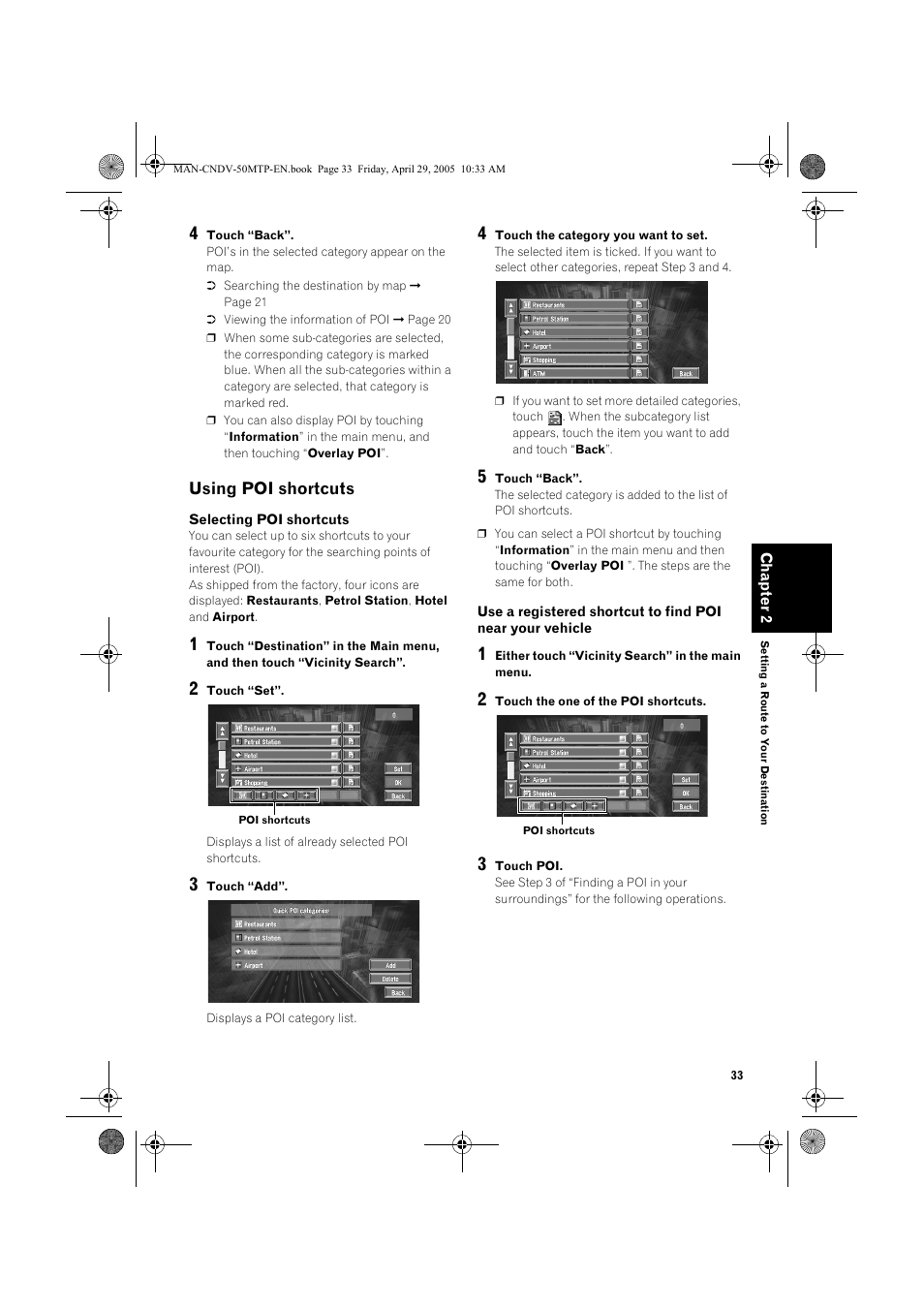 Using poi shortcuts | Pioneer CNDV-50MT User Manual | Page 35 / 84