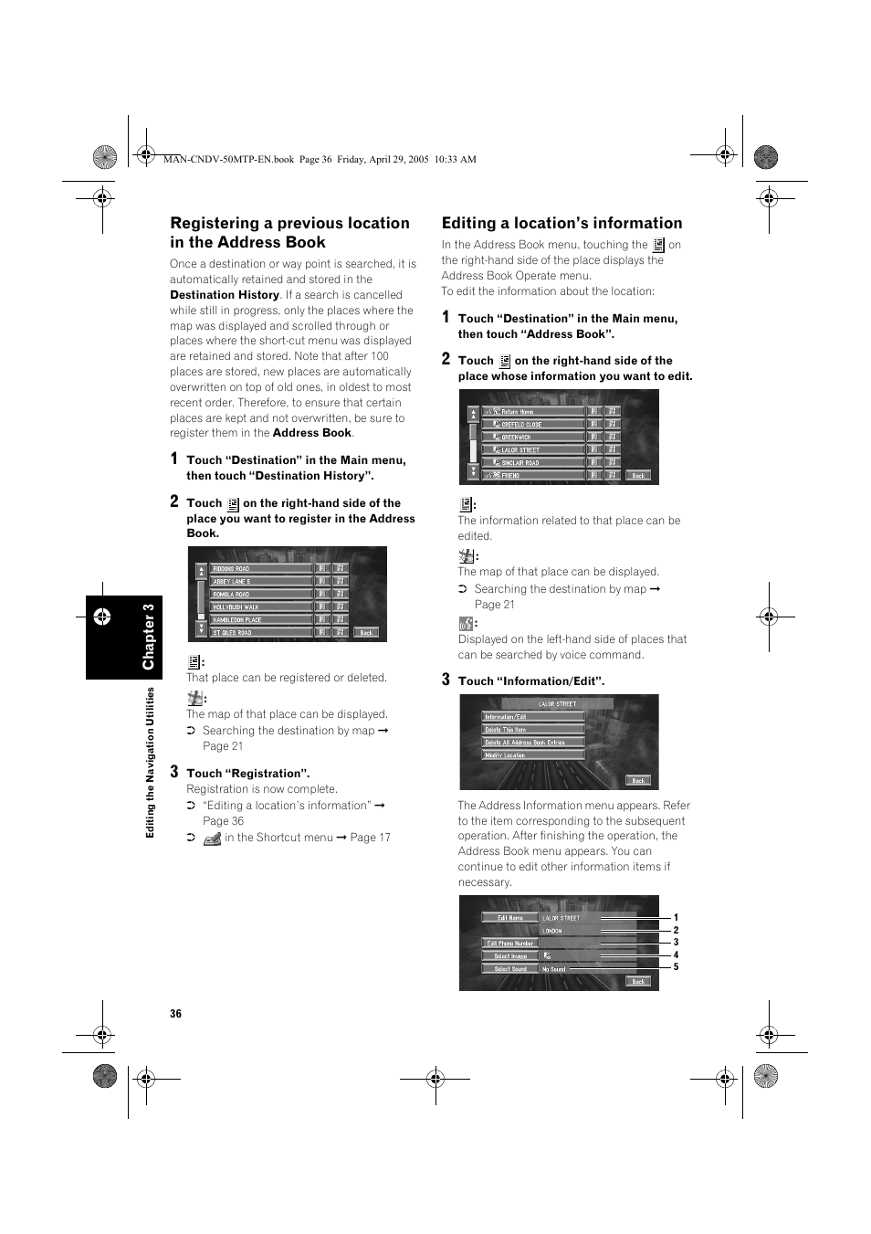 Editing a location’s information | Pioneer CNDV-50MT User Manual | Page 38 / 84