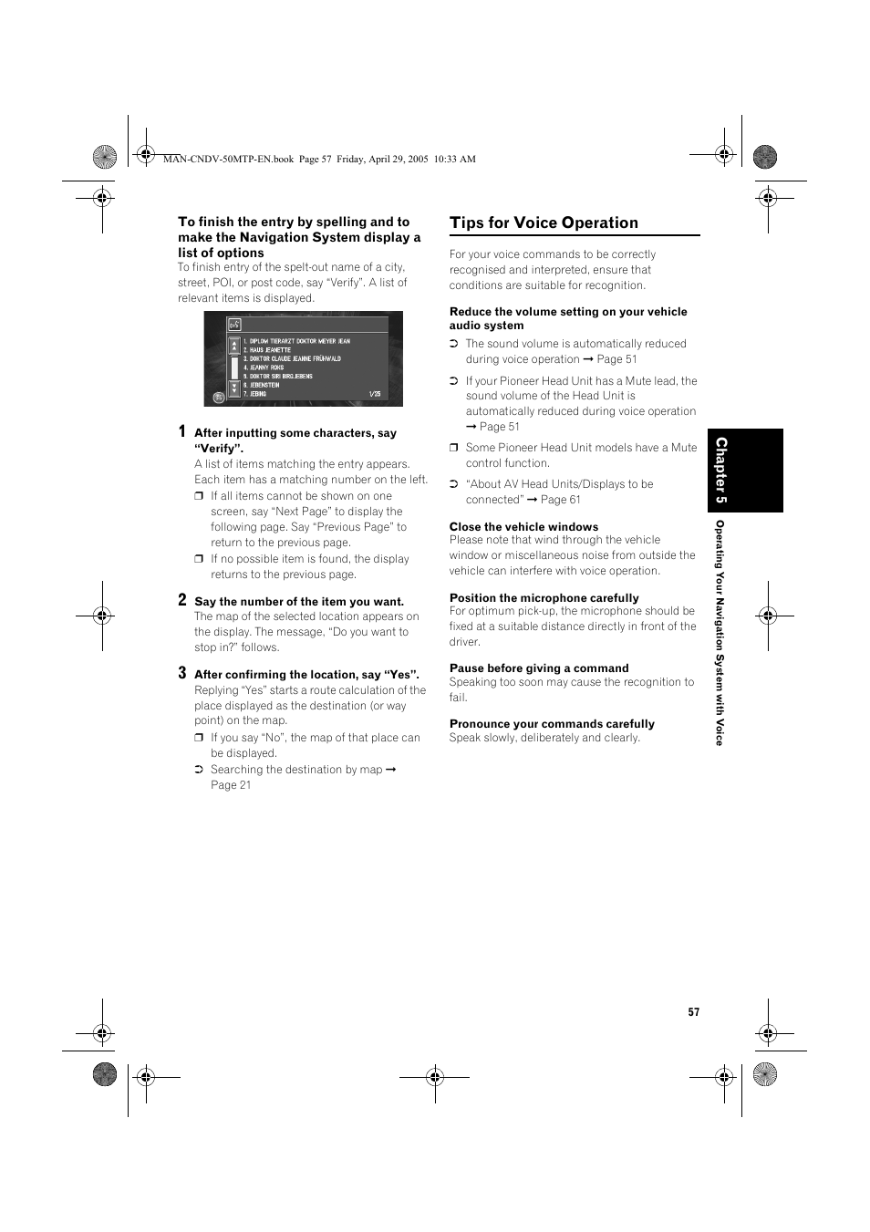 Tips for voice operation | Pioneer CNDV-50MT User Manual | Page 59 / 84