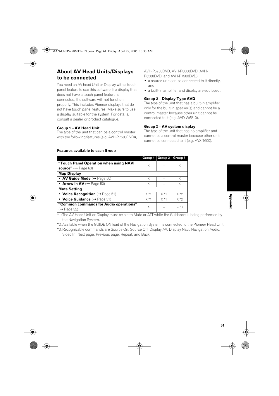 About av head units/displays to be connected | Pioneer CNDV-50MT User Manual | Page 63 / 84