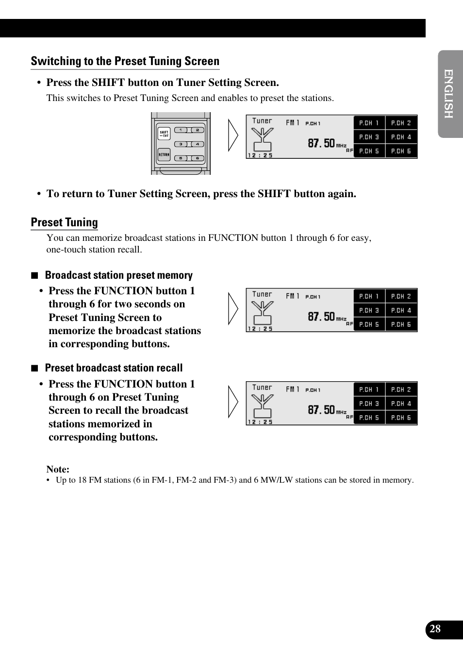 Switching to the preset tuning screen, Preset tuning | Pioneer RS-D7R User Manual | Page 29 / 91