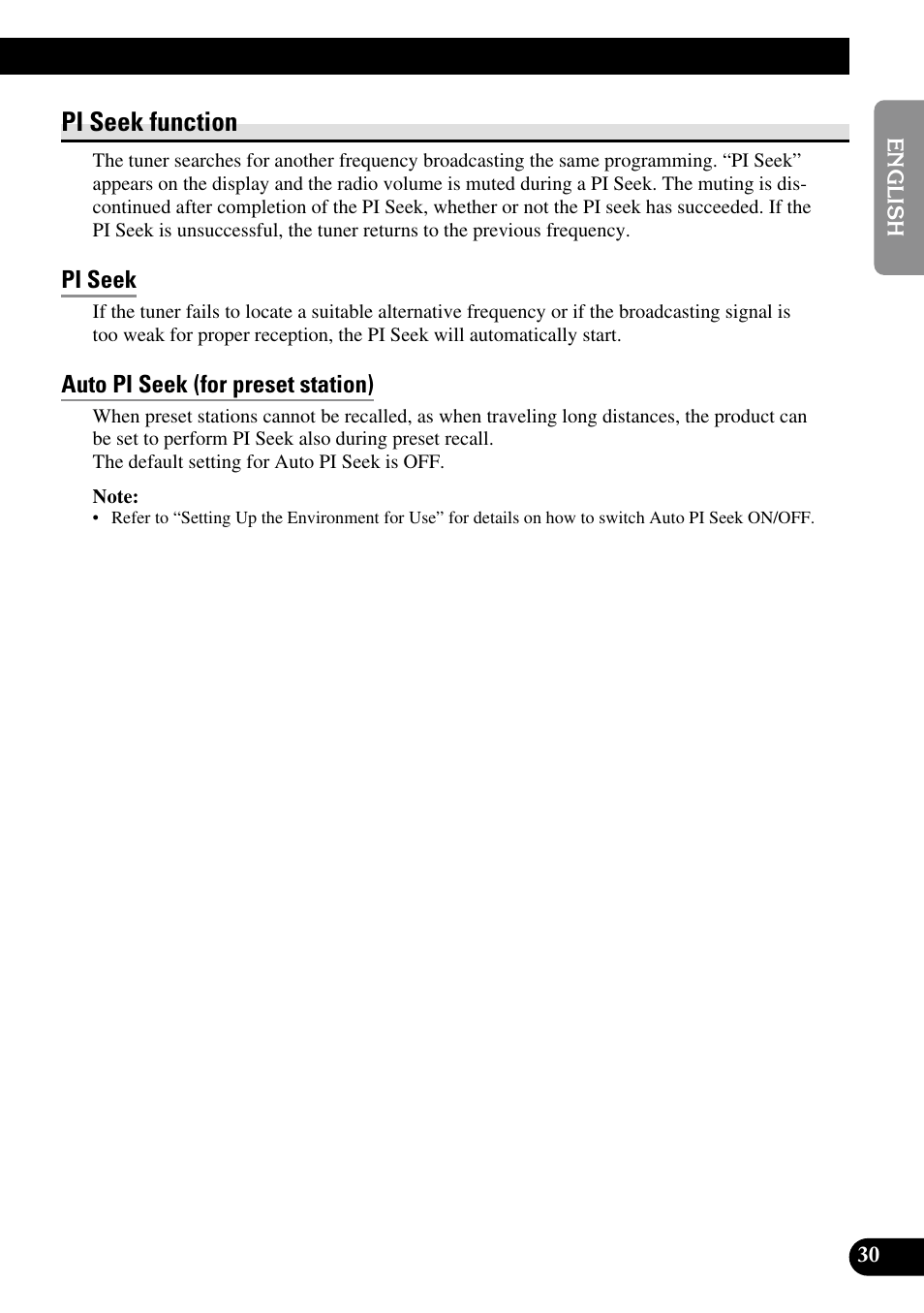 Pi seek function, Pi seek, Auto pi seek (for preset station) | Pioneer RS-D7R User Manual | Page 31 / 91