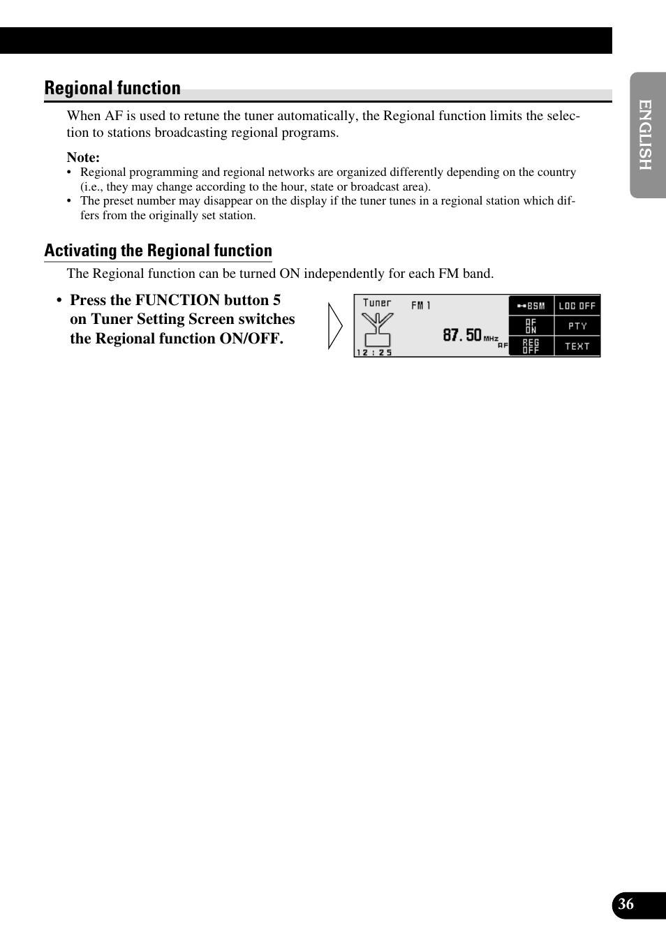 Regional function, Activating the regional function | Pioneer RS-D7R User Manual | Page 37 / 91