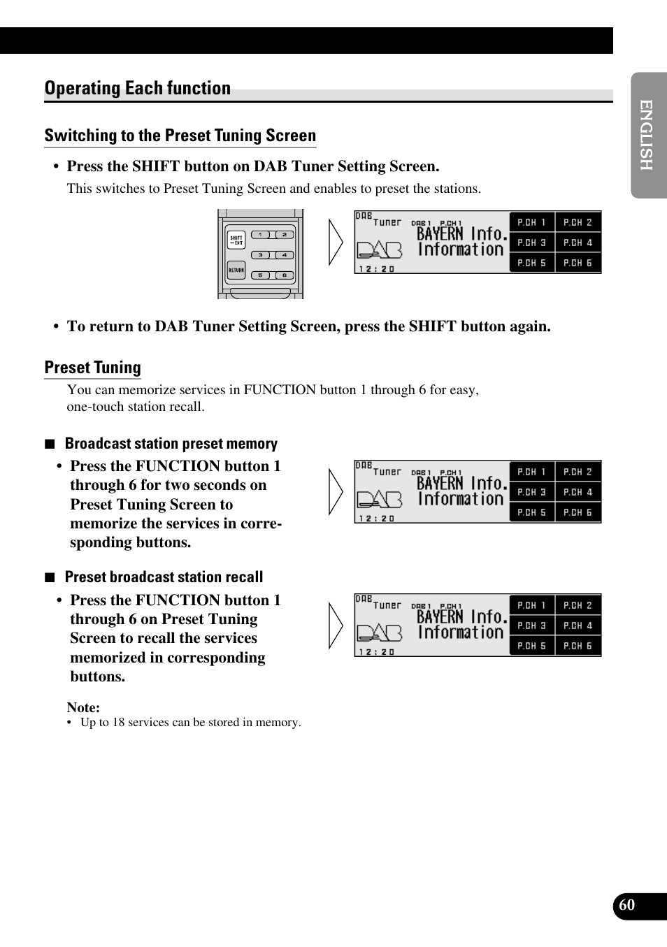 Operating each function, Switching to the preset tuning screen, Preset tuning | Pioneer RS-D7R User Manual | Page 61 / 91