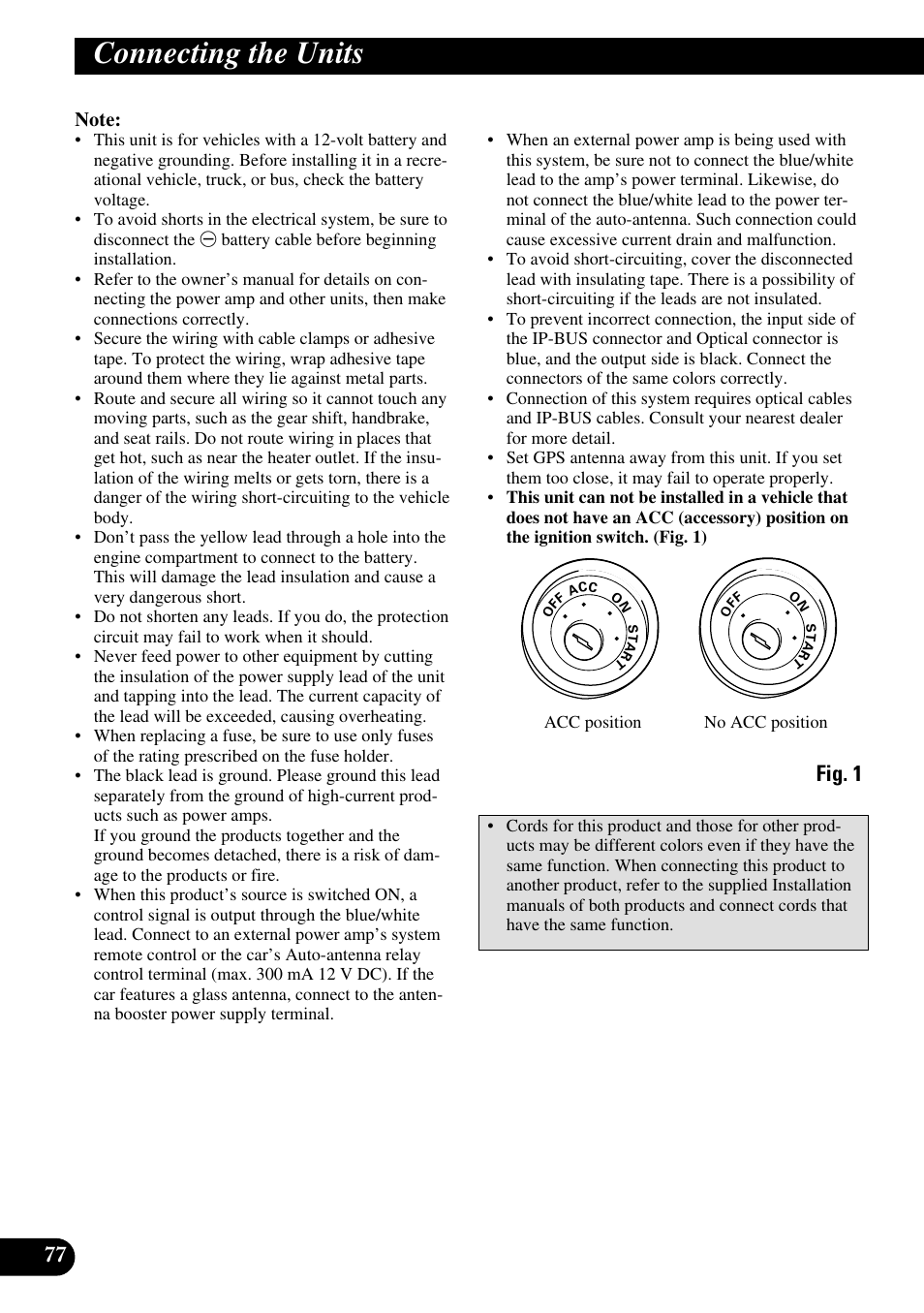 Connecting the units, Fig. 1 | Pioneer RS-D7R User Manual | Page 78 / 91