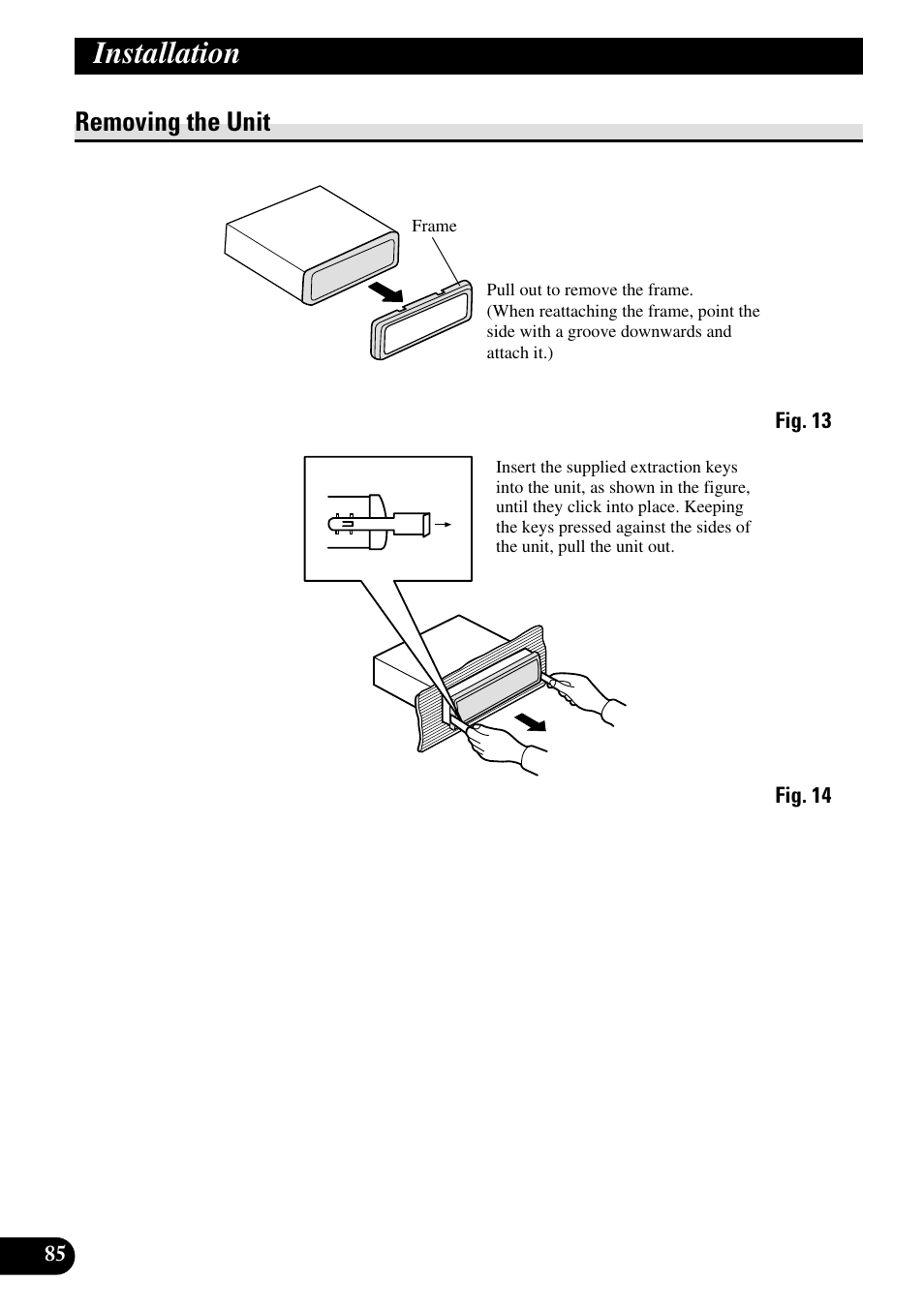Removing the unit, Installation | Pioneer RS-D7R User Manual | Page 86 / 91