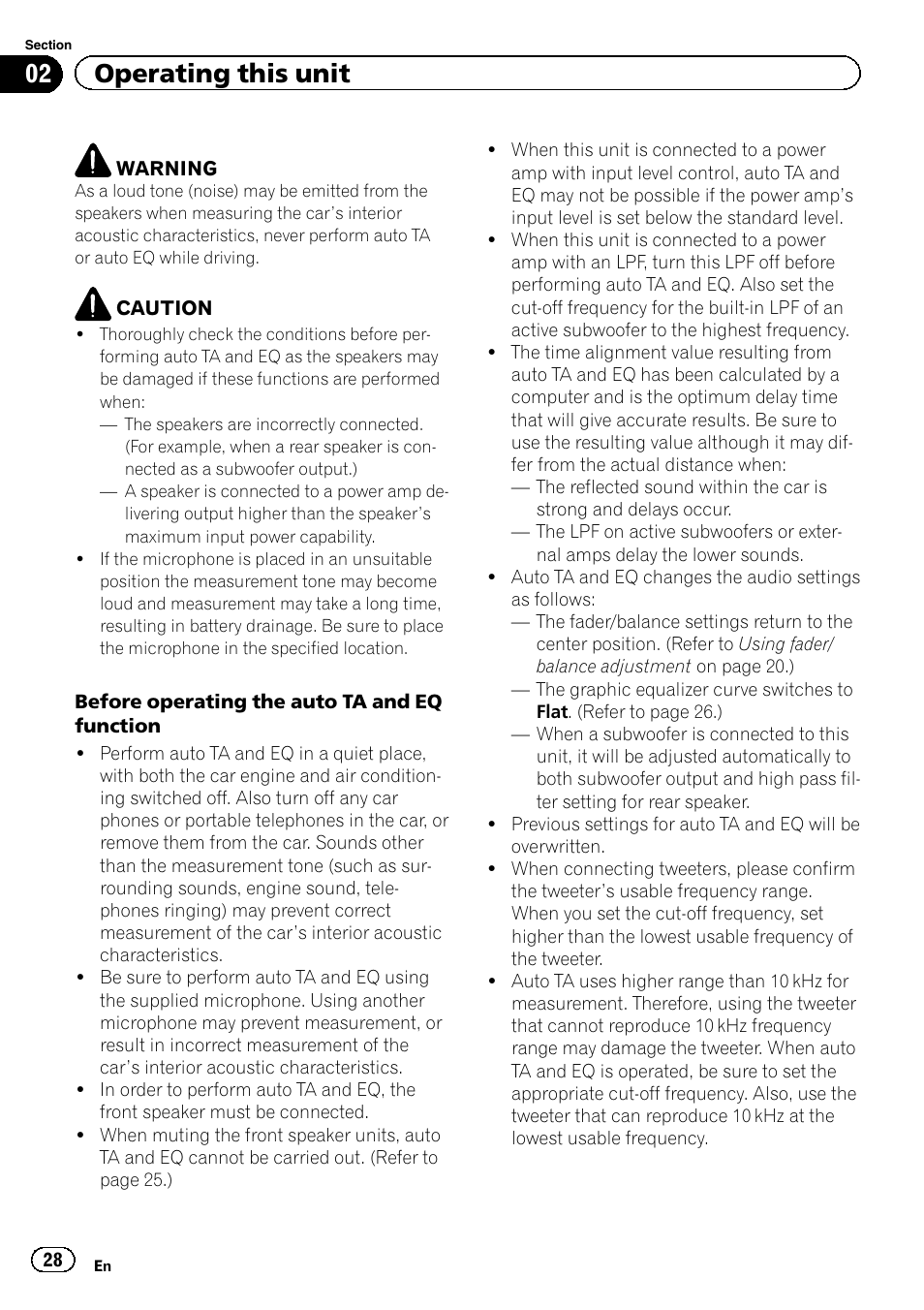 02 operating this unit | Pioneer DEH-80PRS User Manual | Page 28 / 52