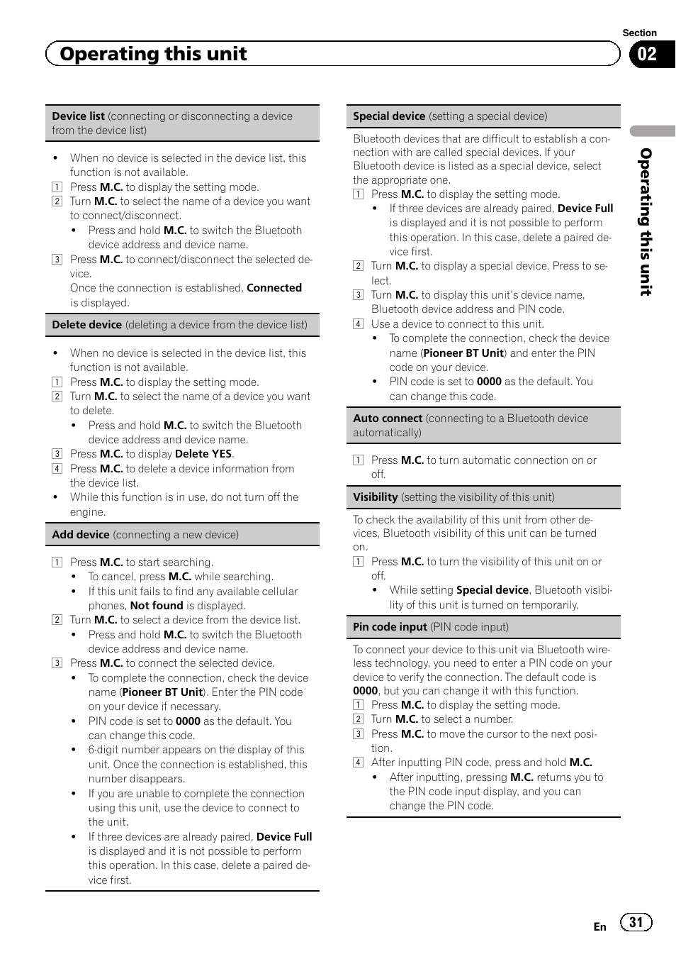Operating this unit | Pioneer DEH-80PRS User Manual | Page 31 / 52