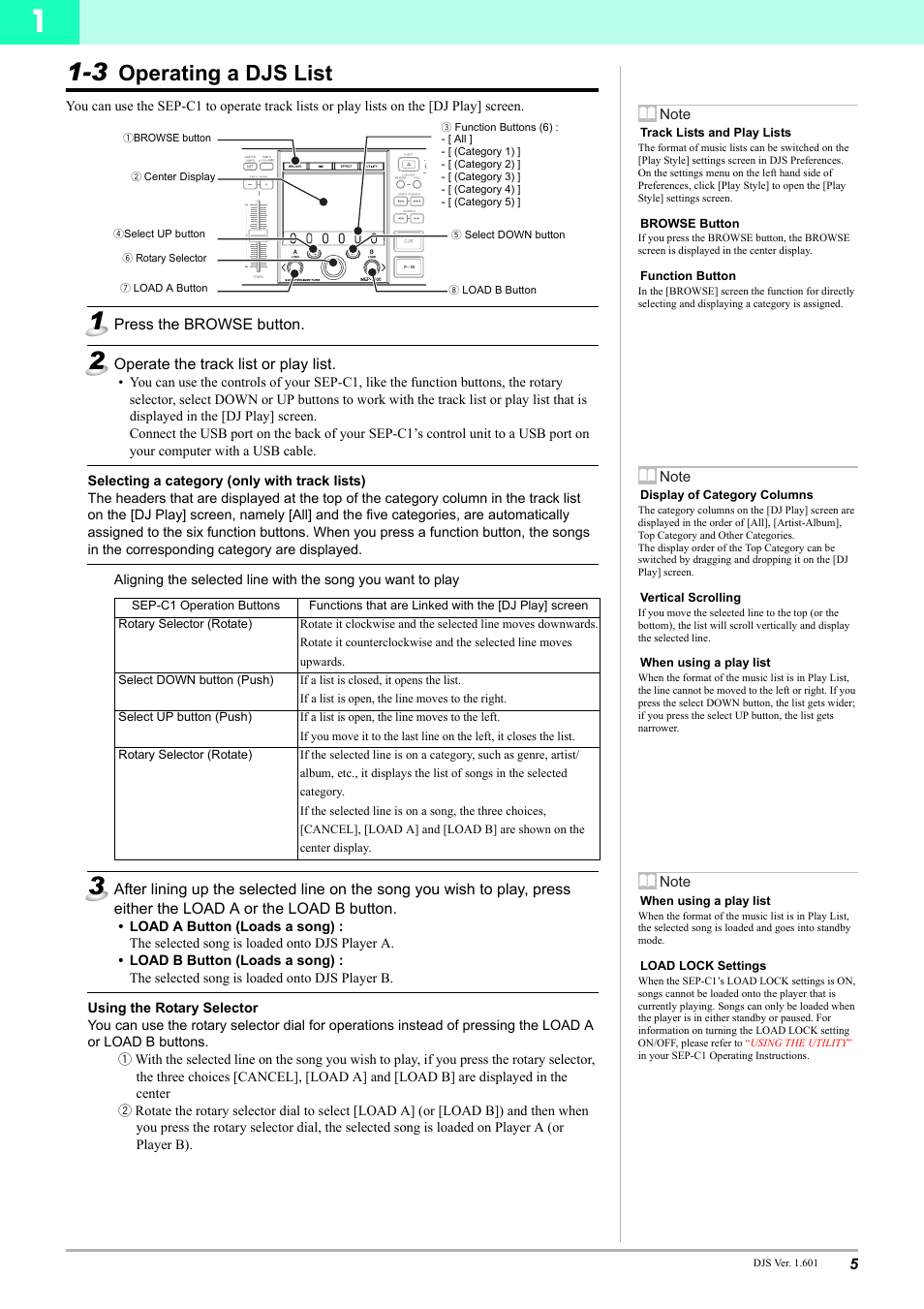3 operating a djs list, Operating a djs list | Pioneer SEP-C1 User Manual | Page 5 / 12