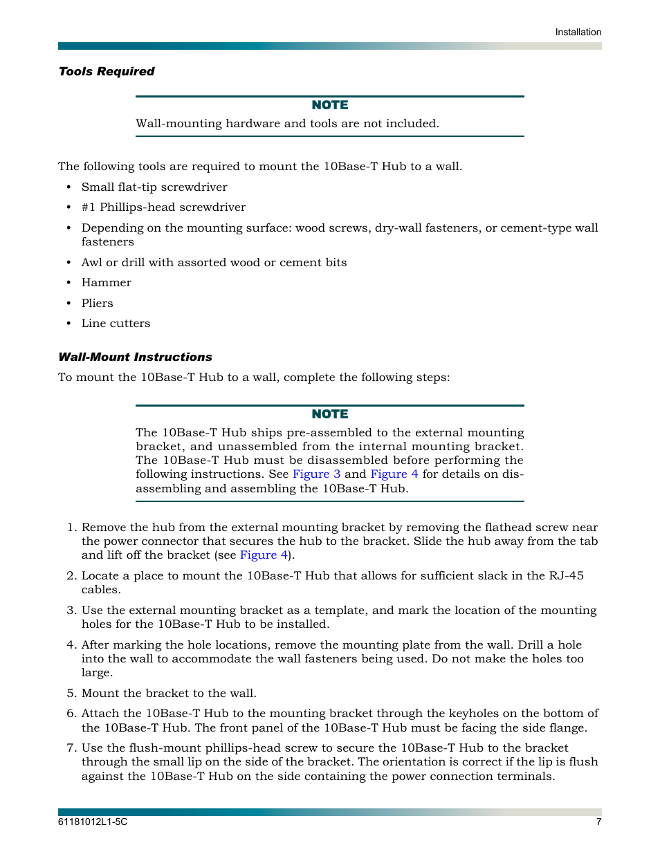 Tools required, Wall-mount instructions, Tools required wall-mount instructions | ADTRAN Hub User Manual | Page 13 / 20