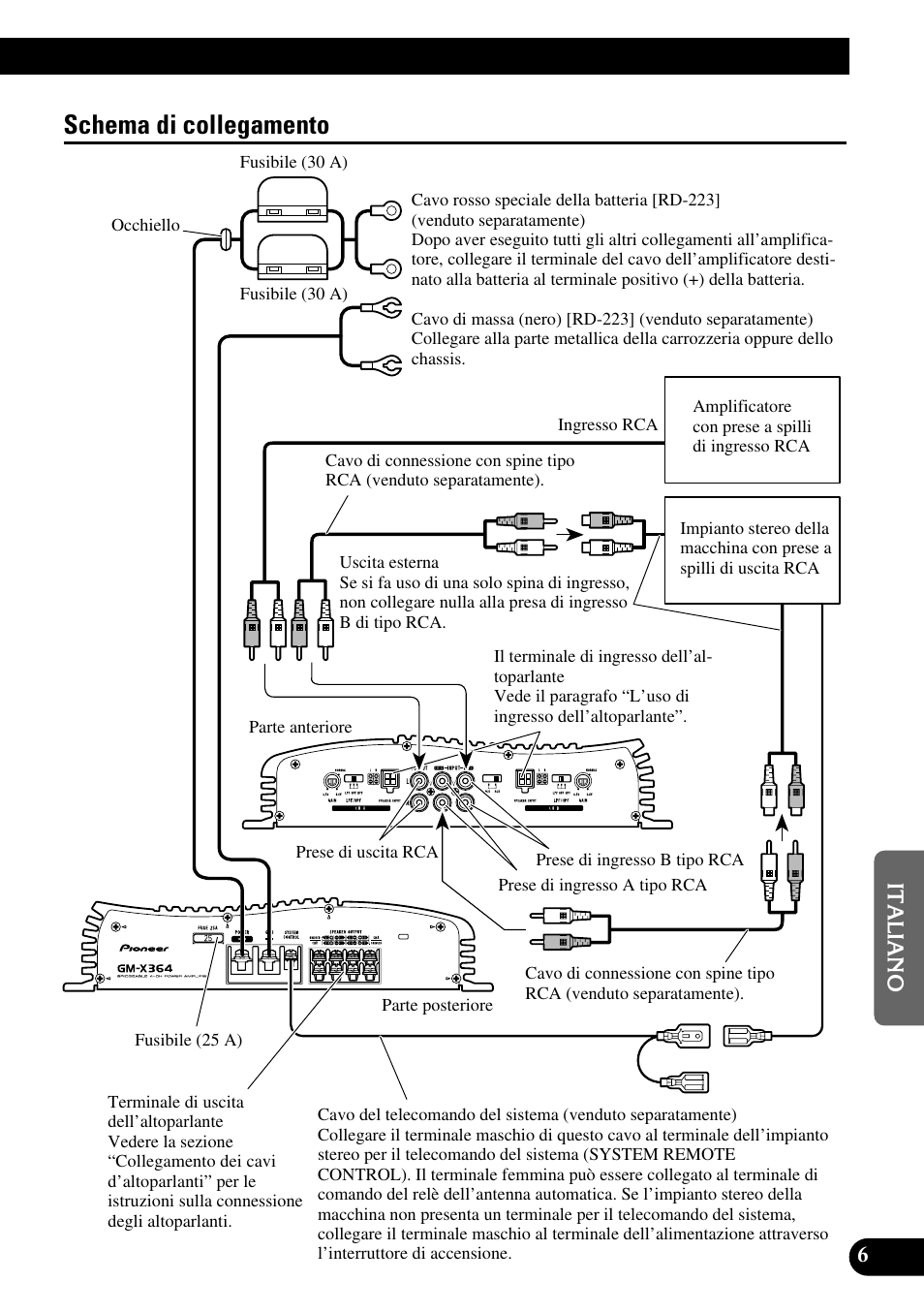 Schema di collegamento | Pioneer GM-X364 User Manual | Page 55 / 76