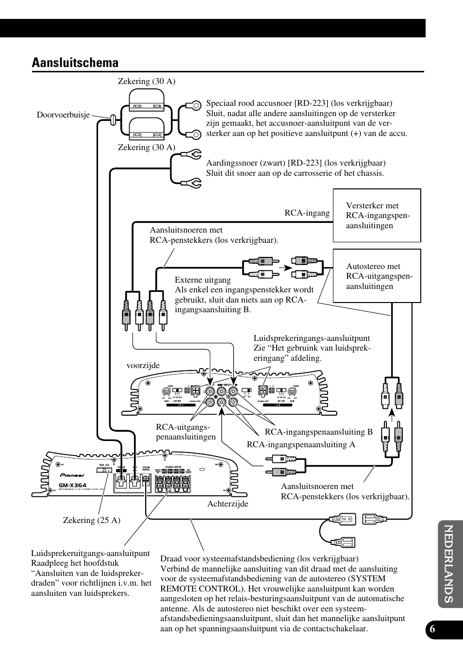 Aansluitschema | Pioneer GM-X364 User Manual | Page 67 / 76