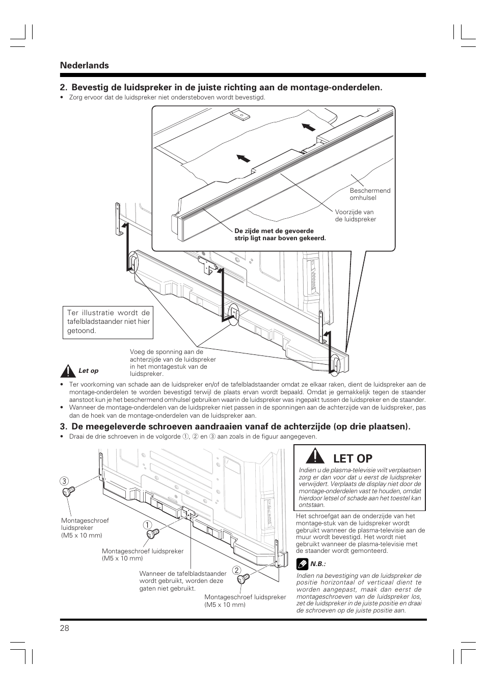 Let op | Pioneer PDP-S59 User Manual | Page 28 / 44