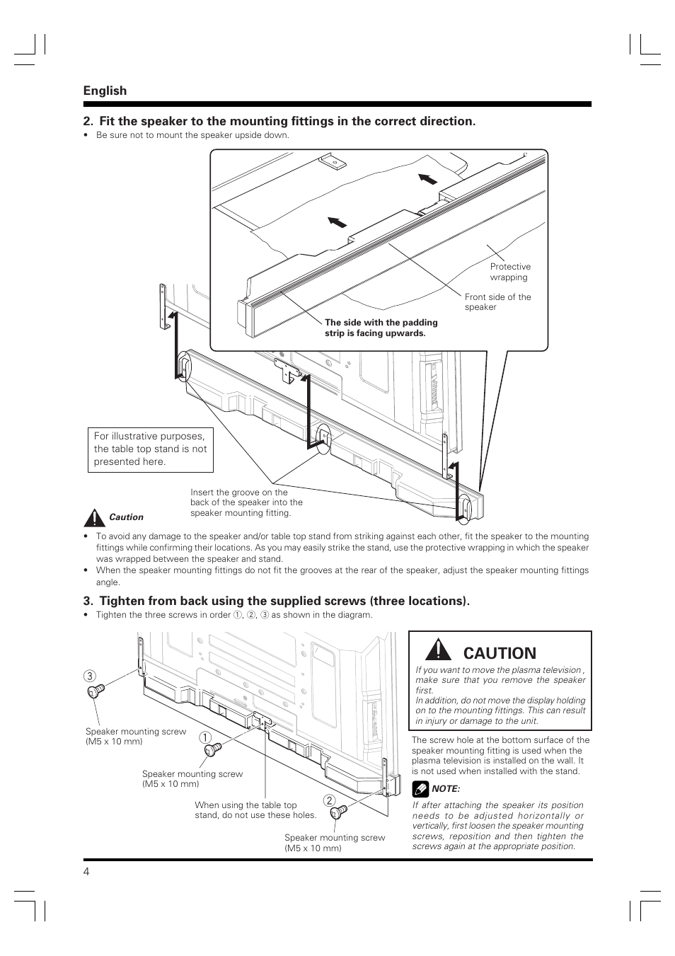 Caution | Pioneer PDP-S59 User Manual | Page 4 / 44