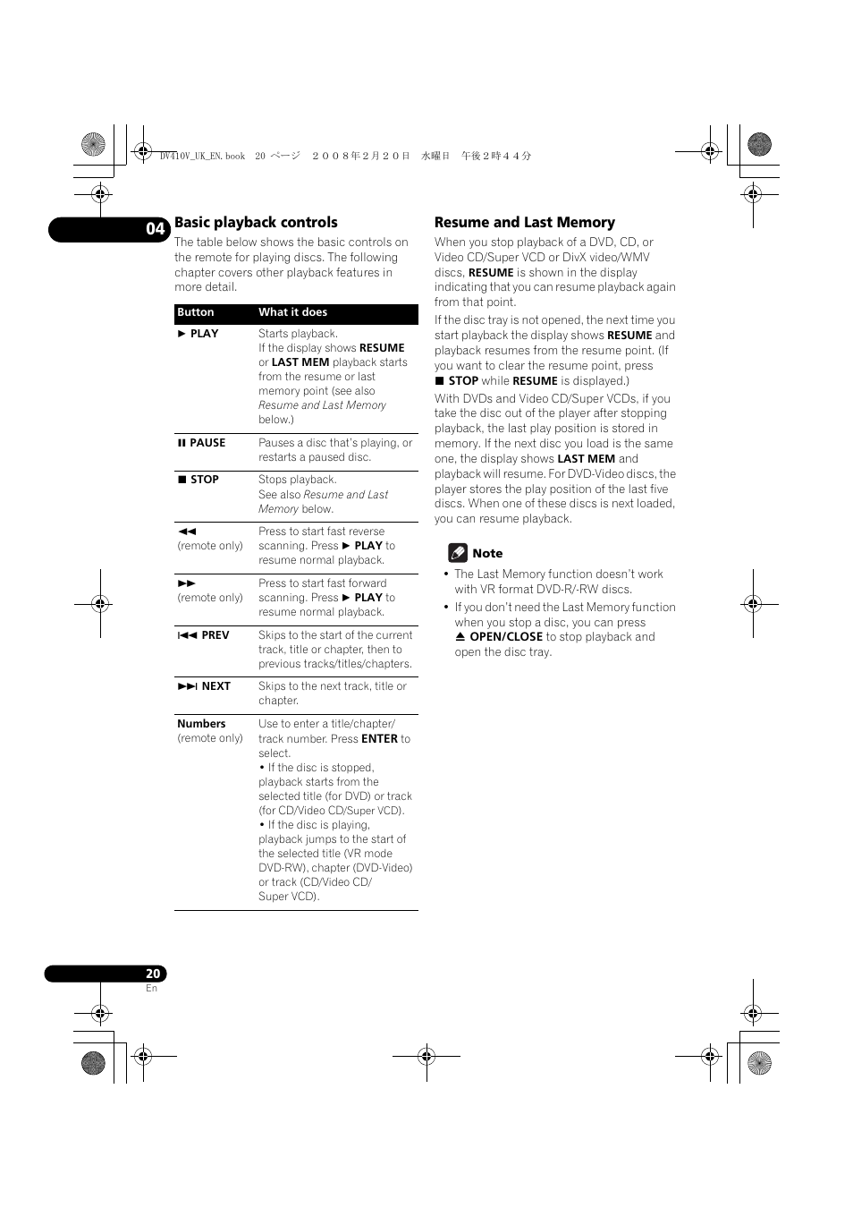 Pioneer DV-410V-S User Manual | Page 20 / 52