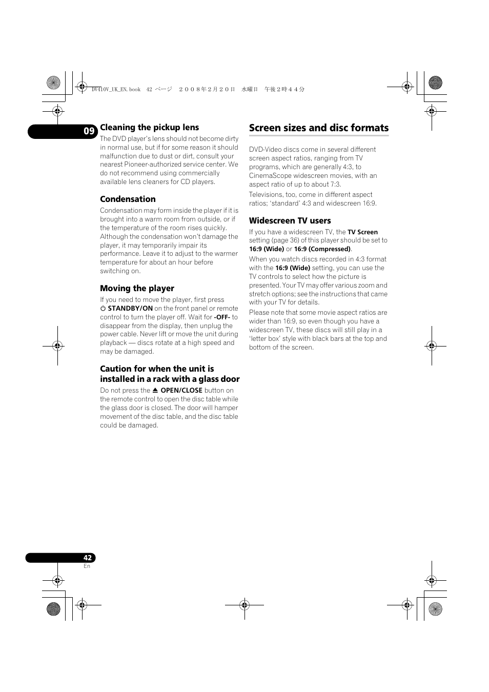 Screen sizes and disc formats | Pioneer DV-410V-S User Manual | Page 42 / 52