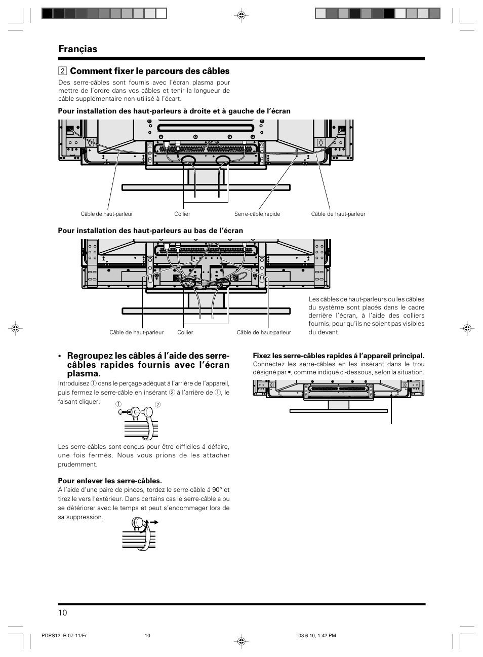 Françias, 2 comment fixer le parcours des câbles | Pioneer PDP-S12-LR User Manual | Page 10 / 40