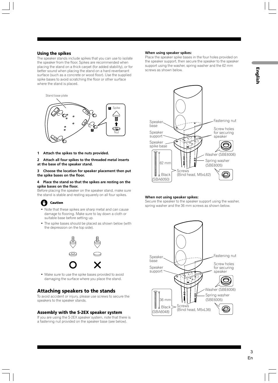 Attaching speakers to the stands | Pioneer CP-2EX User Manual | Page 3 / 40