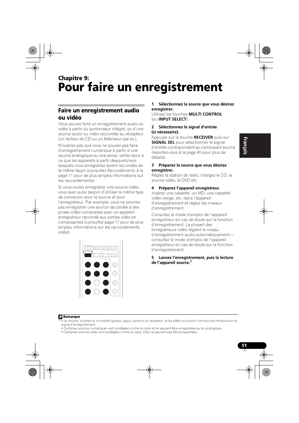 Pour faire un enregistrement, Faire un enregistrement audio ou vidéo, Chapitre 9 | Pioneer VSX-819H-S User Manual | Page 121 / 212