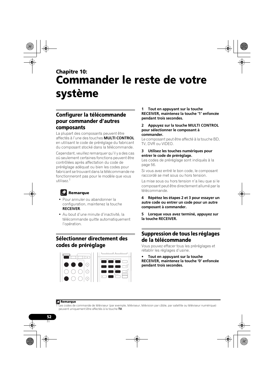 Commander le reste de votre système, Sélectionner directement des codes de préréglage, Chapitre 10 | Pioneer VSX-819H-S User Manual | Page 122 / 212