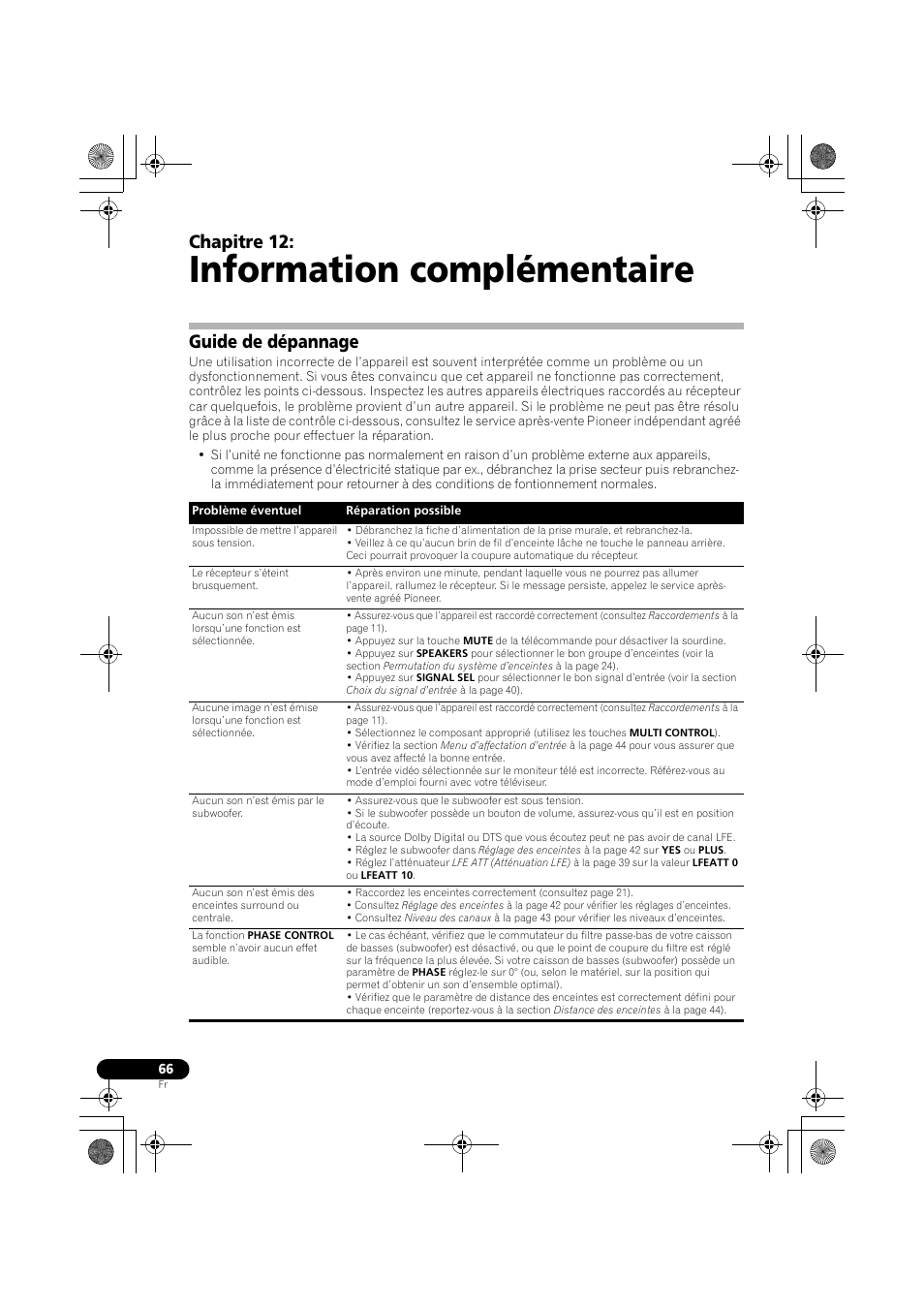Information complémentaire, Guide de dépannage, Chapitre 12 | Pioneer VSX-819H-S User Manual | Page 136 / 212
